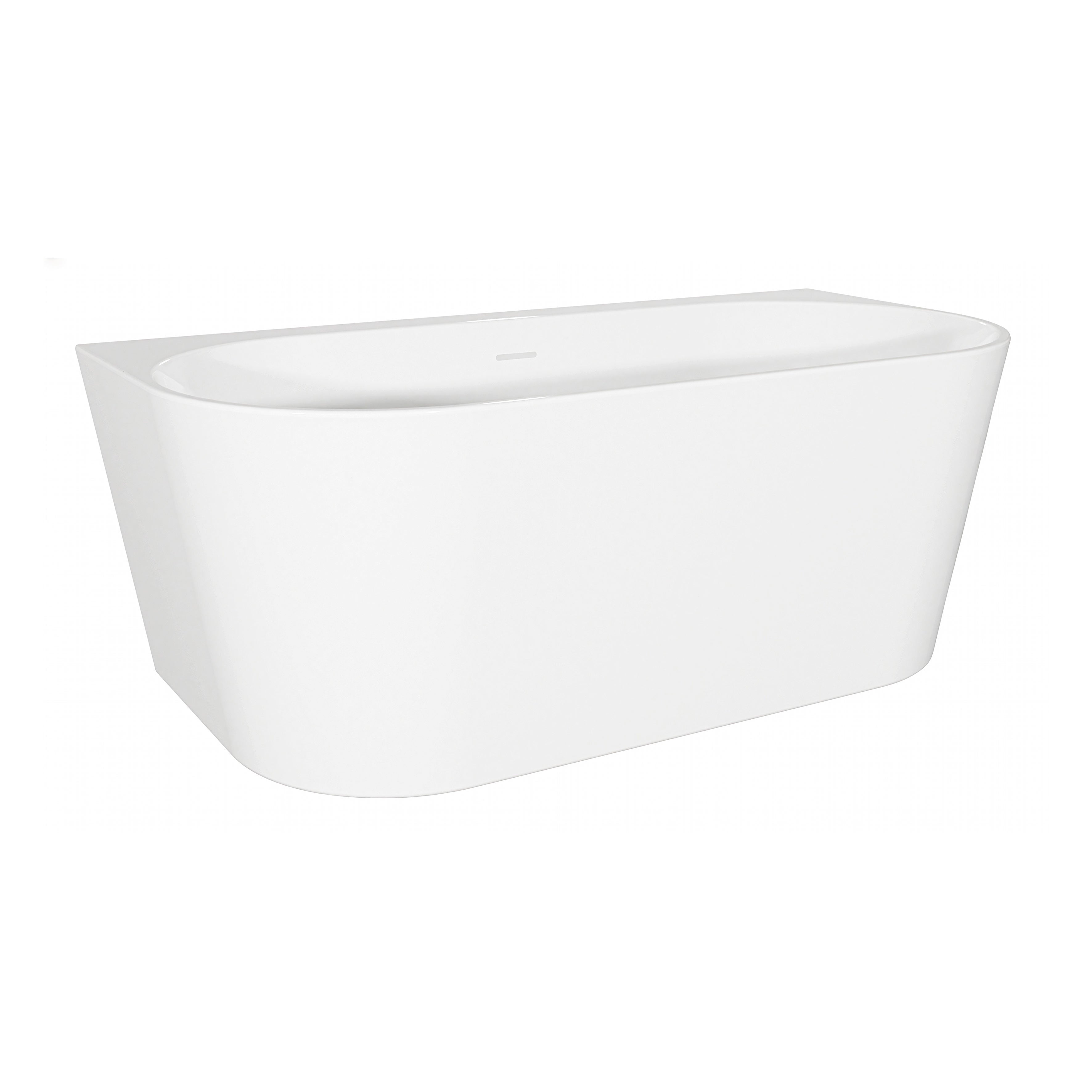 Baridi Back-to-Wall Slim Rim Bath with Overflow System 150cm, Gloss White - DH421