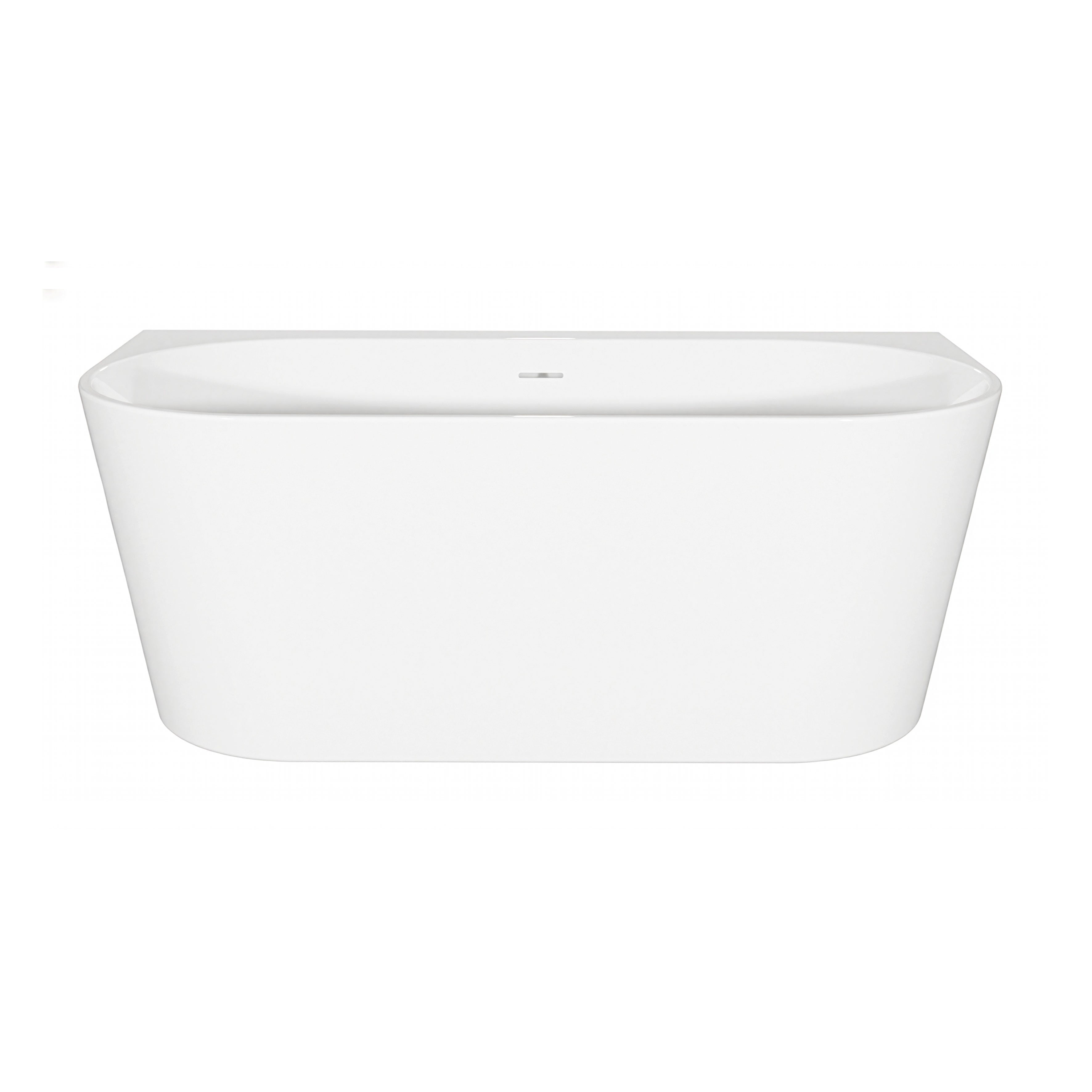 Baridi Back-to-Wall Slim Rim Bath with Overflow System 150cm, Gloss White - DH421