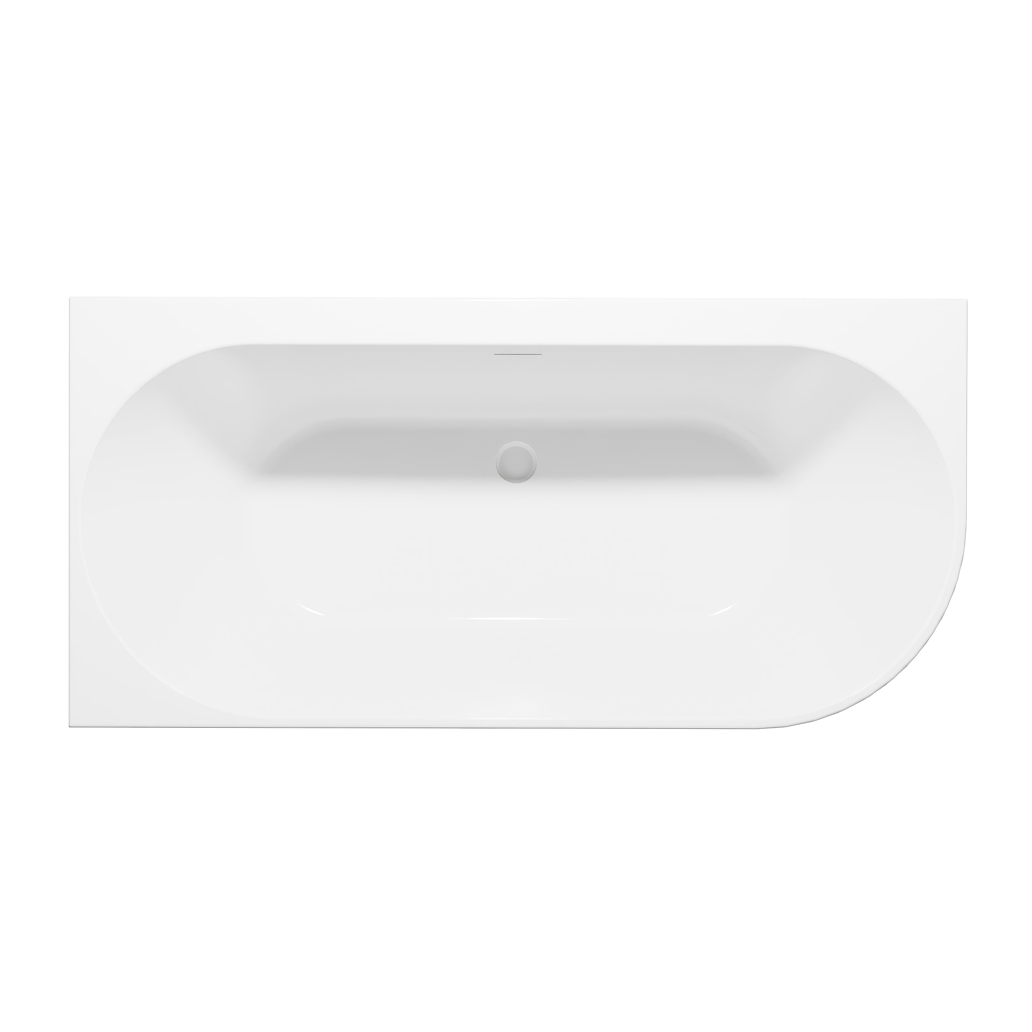 Baridi Left-Hand Corner Slim Rim Bath with Overflow System 150cm, Gloss White - DH423