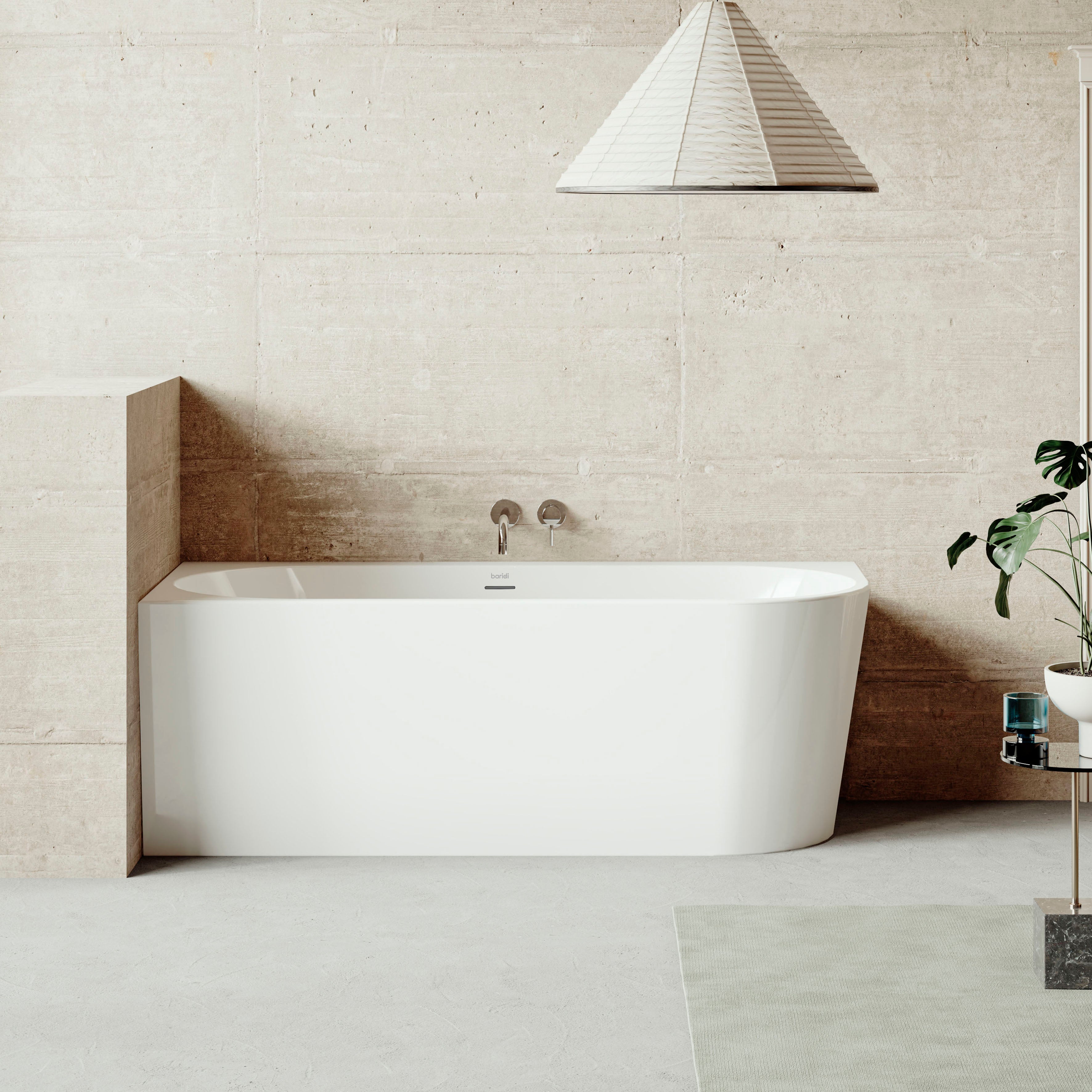Baridi Left-Hand Corner Slim Rim Bath with Overflow System 160cm, Gloss White - DH424