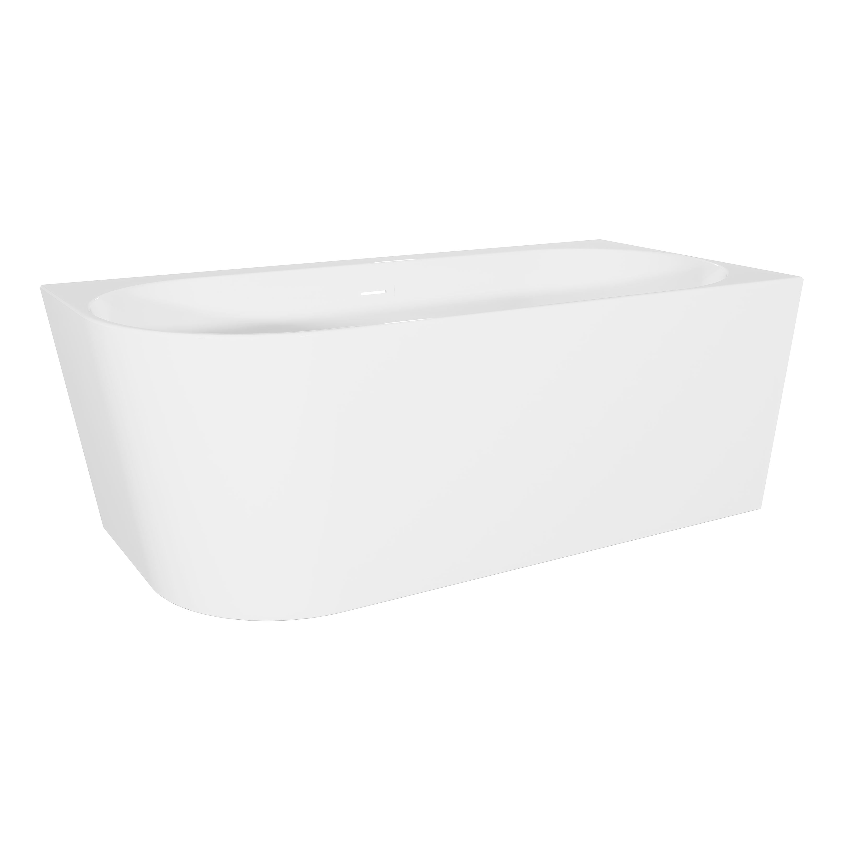 Baridi Right-Hand Corner Slim Rim Bath with Overflow System 150cm, Gloss White - DH426