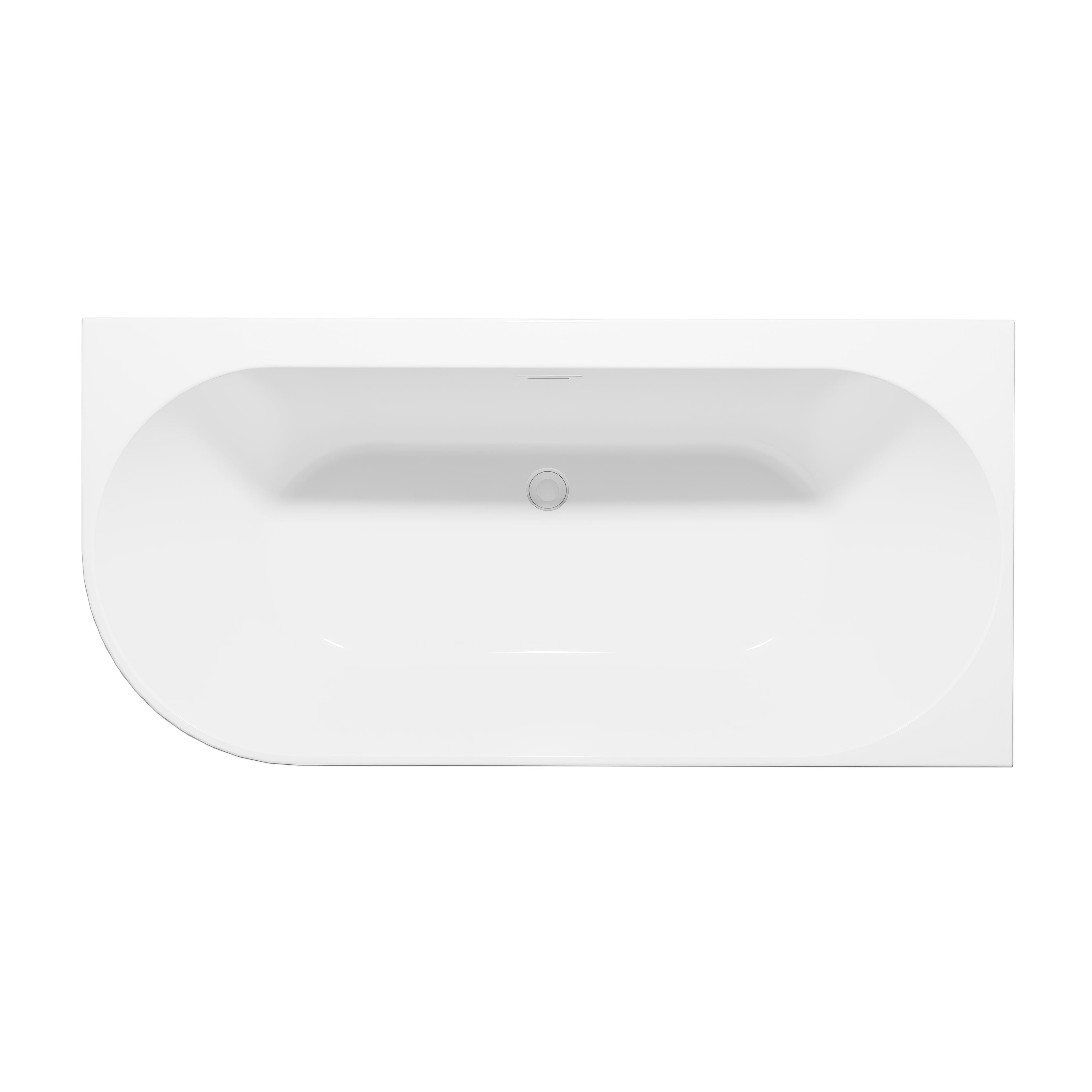 Baridi Right-Hand Corner Slim Rim Bath with Overflow System 150cm, Gloss White - DH426