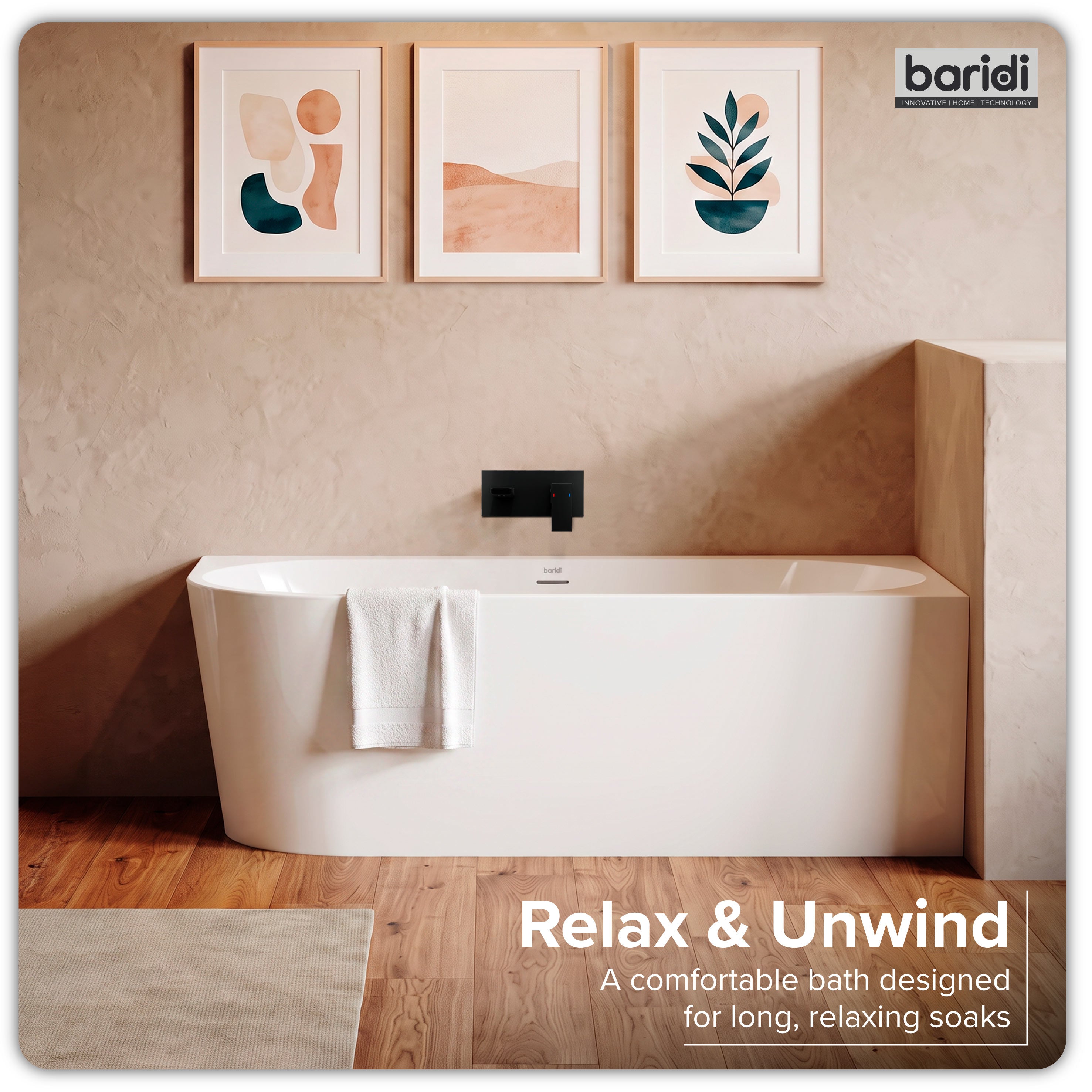 Baridi Right-Hand Corner Slim Rim Bath with Overflow System 160cm, Gloss White - DH427