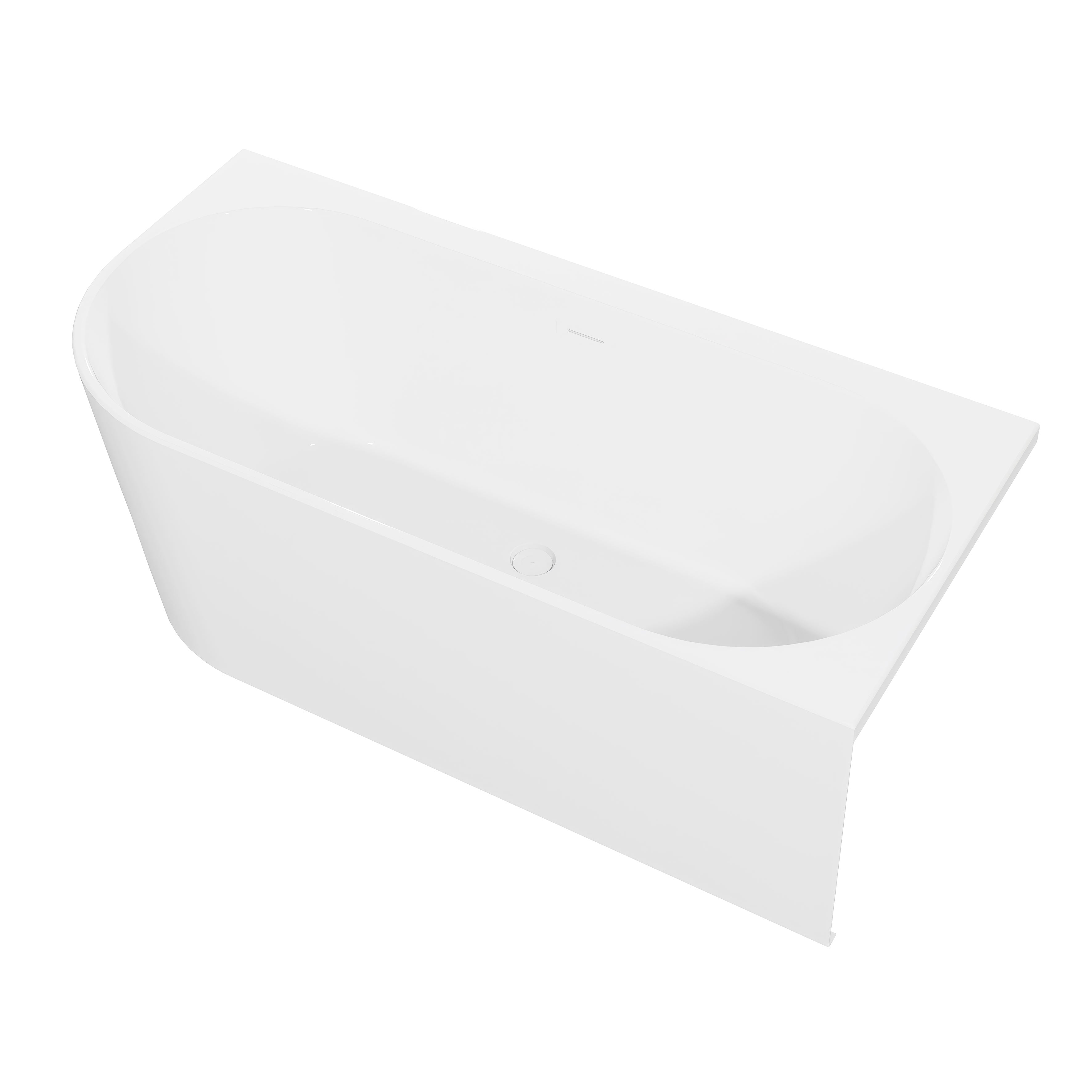 Baridi Right-Hand Corner Slim Rim Bath with Overflow System 160cm, Gloss White - DH427