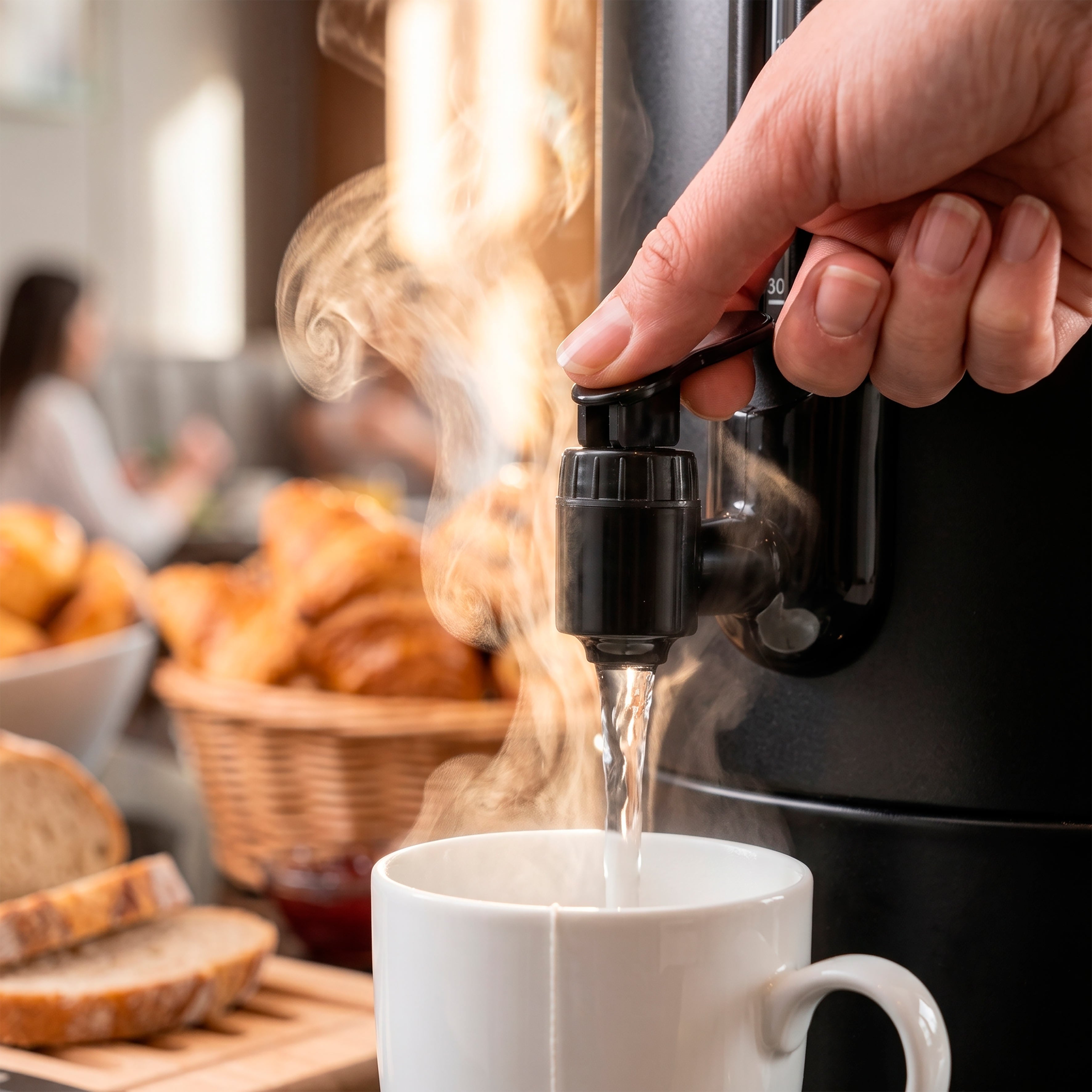 Baridi 20L Hot Water Boiler/Tea Urn with Drip Tray, Keep Warm Function and Water Gauge, Black - DH431
