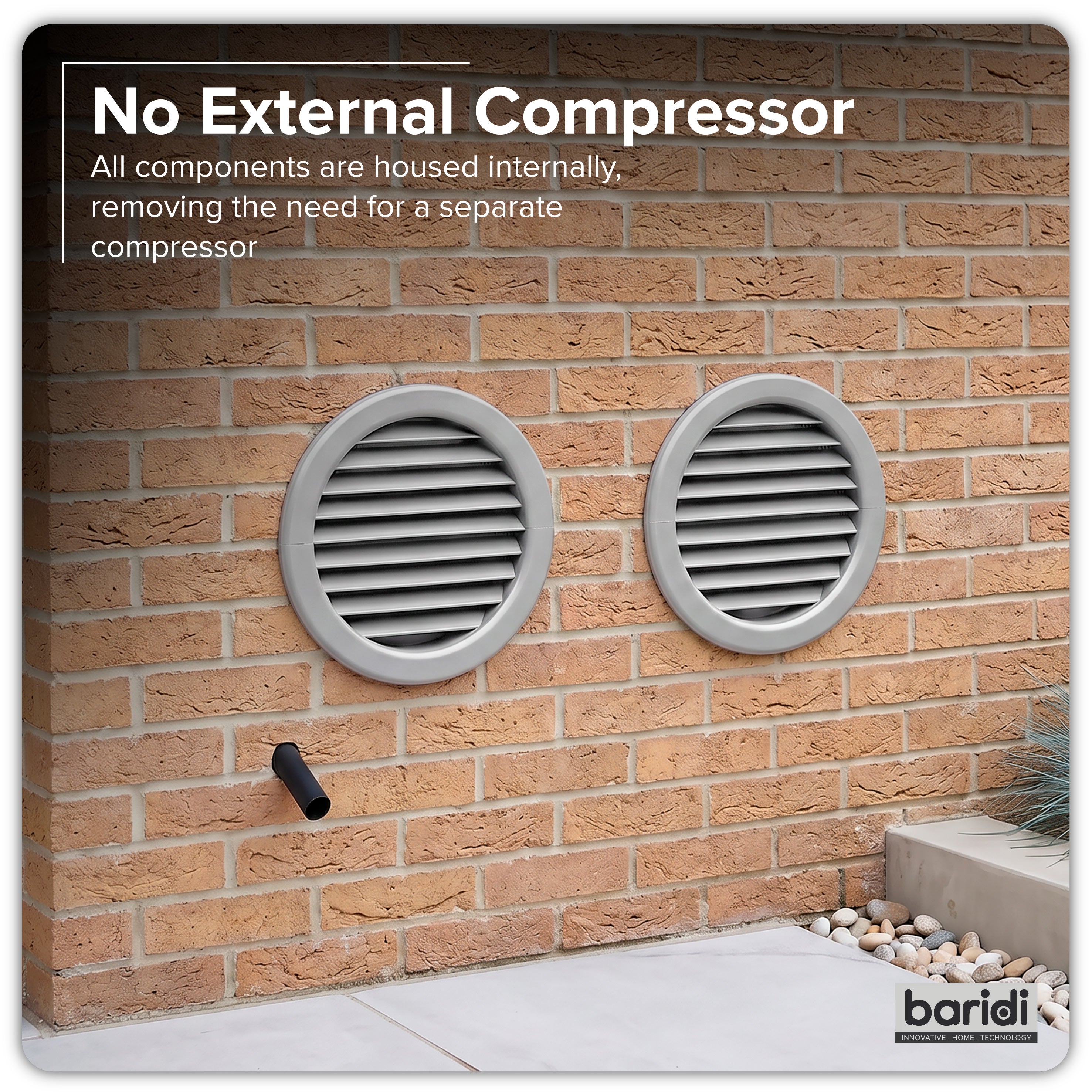 Baridi 4-in-1 Smart Monobloc Wall-Mounting Air Conditioning Unit 10,000Btu/hr, White - DH432
