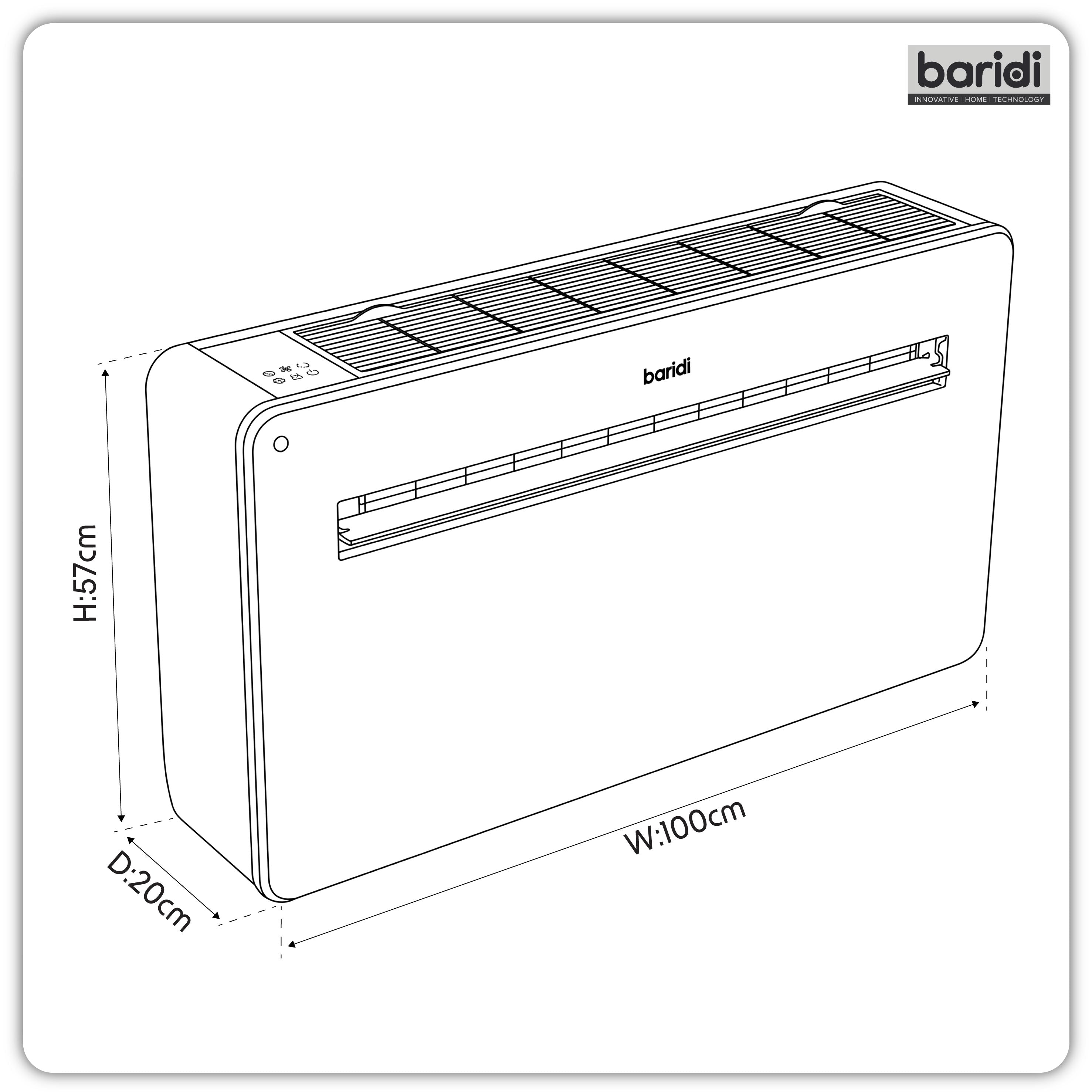 Baridi 4-in-1 Smart Monobloc Wall-Mounting Air Conditioning Unit 12,000Btu/hr, White - DH433