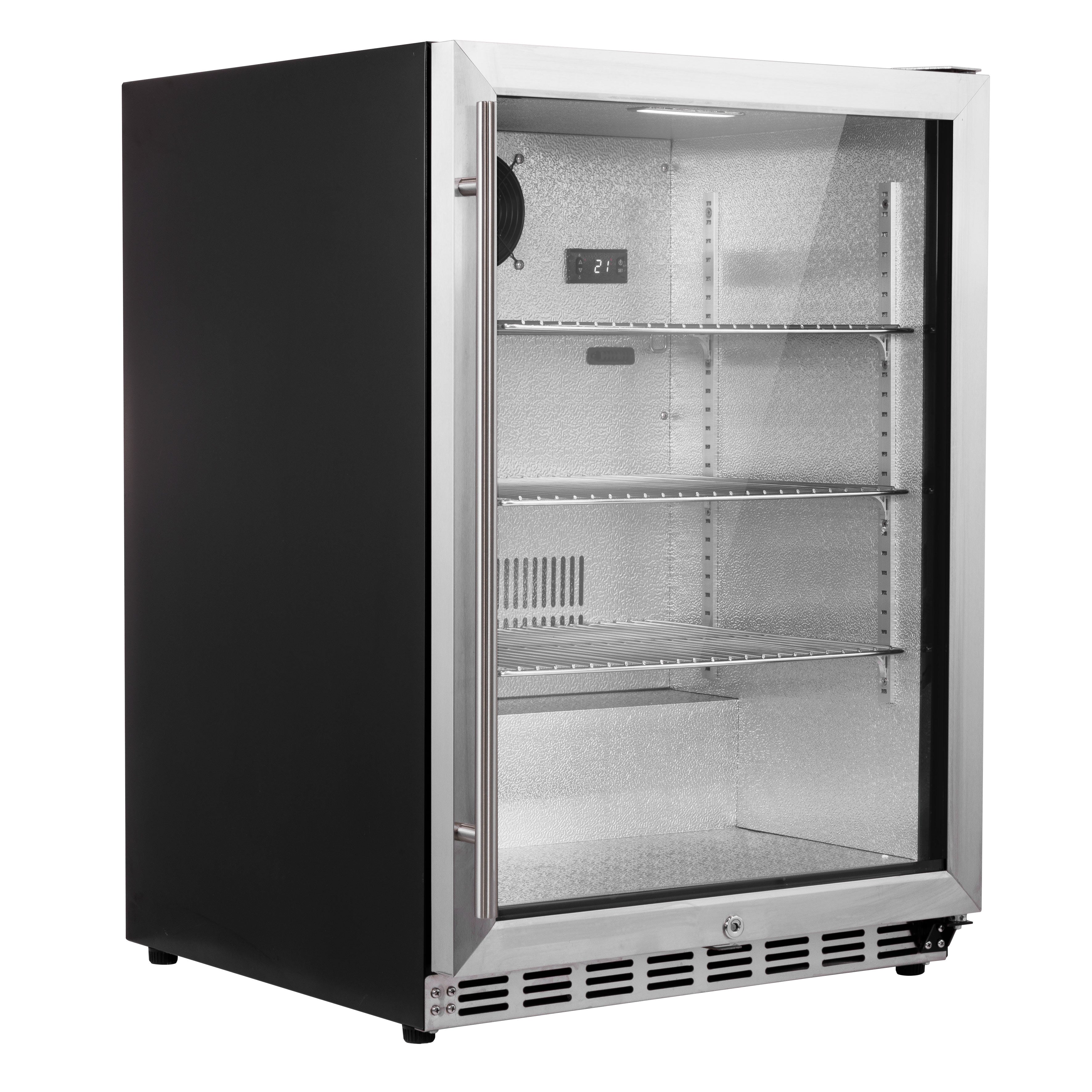 Baridi Outdoor Drinks/Beverage/Bar Fridge, with Triple Glazed Door & Security Lock 150L, Stainless Steel - DH439
