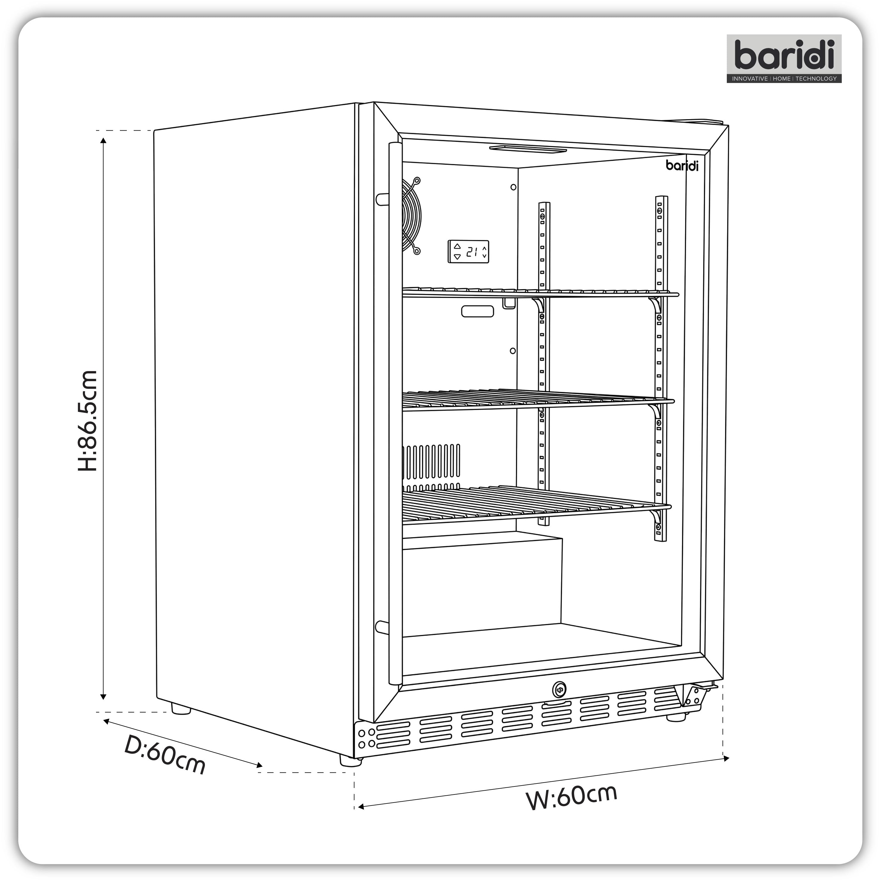 Baridi Outdoor Drinks/Beverage/Bar Fridge, with Triple Glazed Door & Security Lock 150L, Stainless Steel - DH439