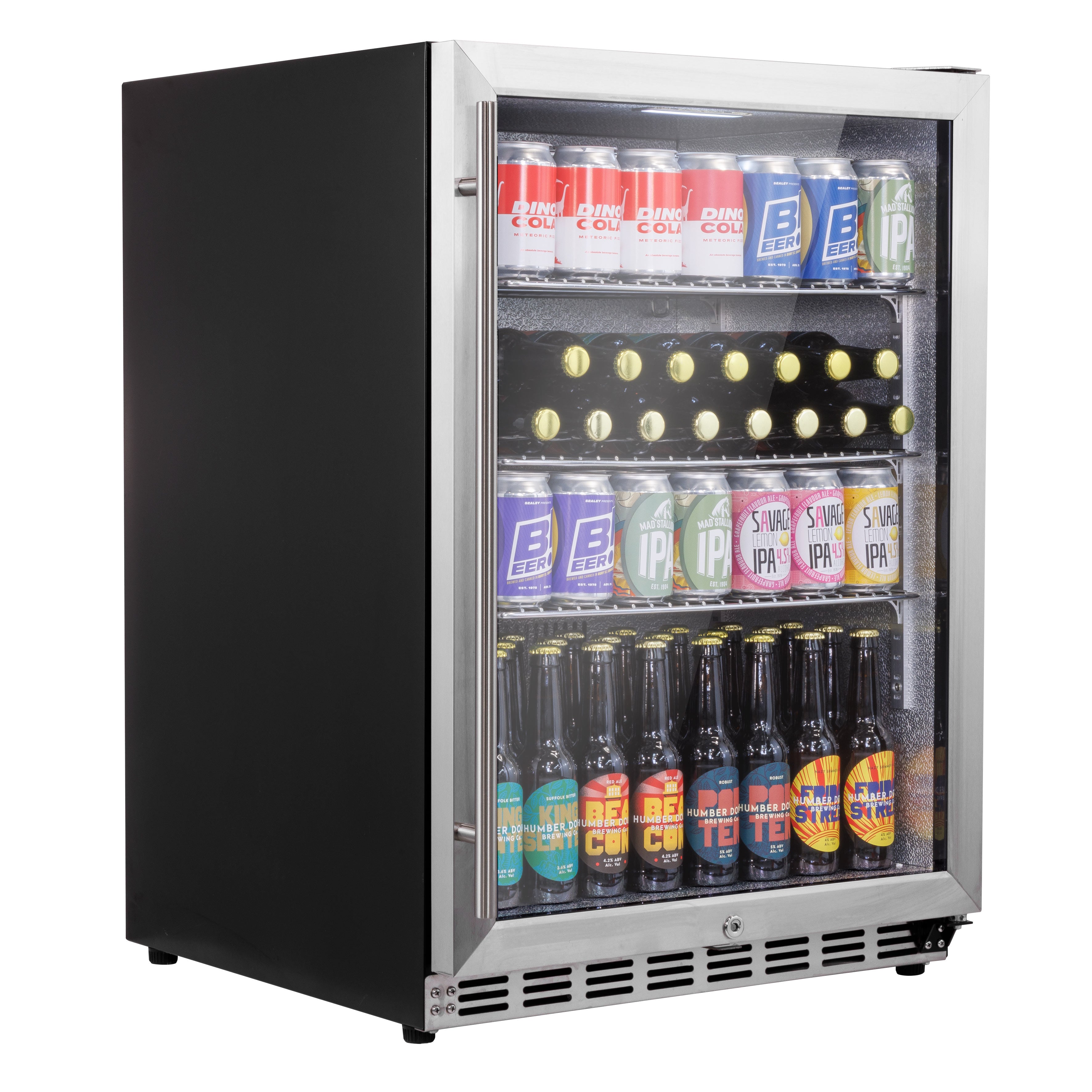Baridi Outdoor Drinks/Beverage/Bar Fridge, with Triple Glazed Door & Security Lock 150L, Stainless Steel - DH439