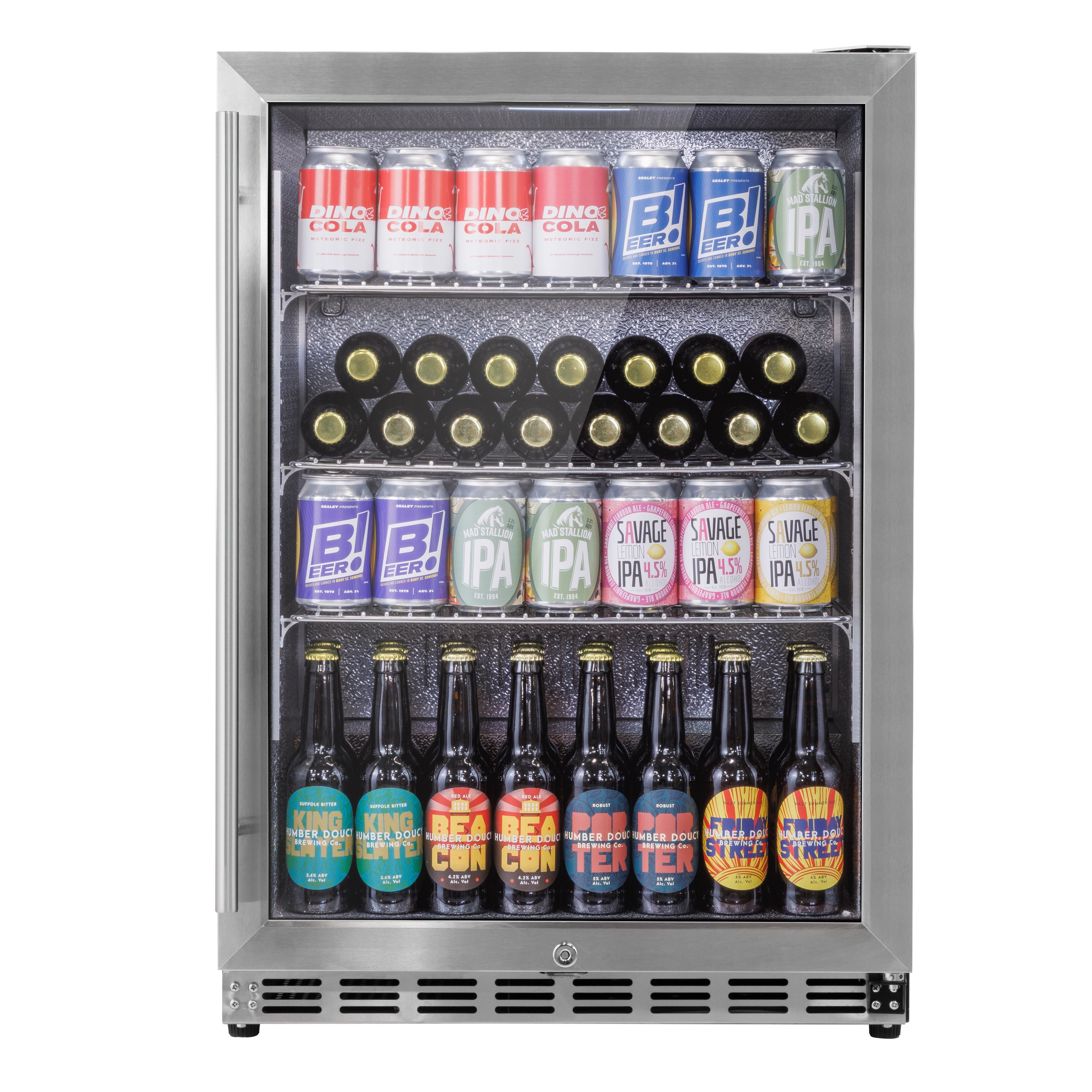 Baridi Outdoor Drinks/Beverage/Bar Fridge, with Triple Glazed Door & Security Lock 150L, Stainless Steel - DH439