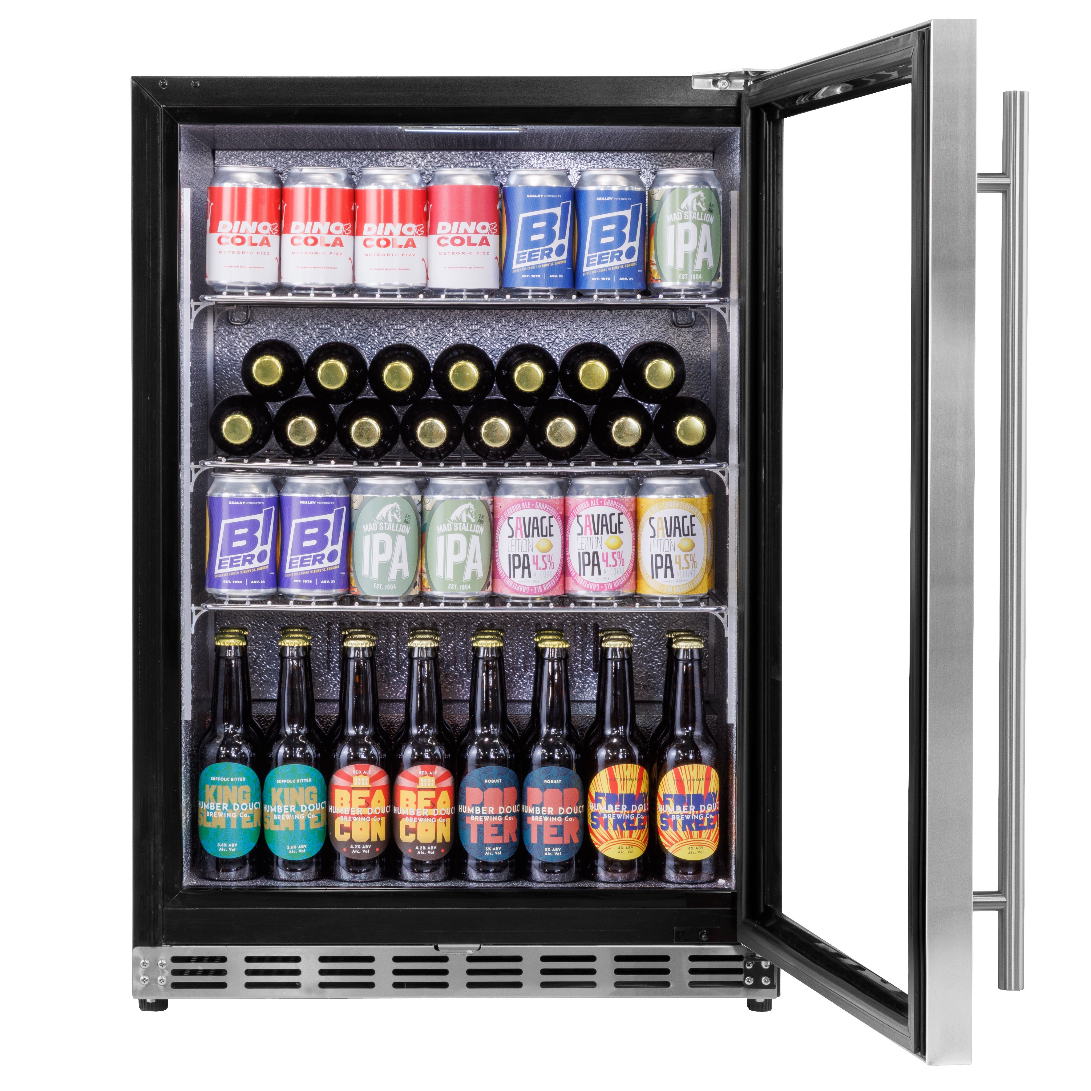 Baridi Outdoor Drinks/Beverage/Bar Fridge, with Triple Glazed Door & Security Lock 150L, Stainless Steel - DH439