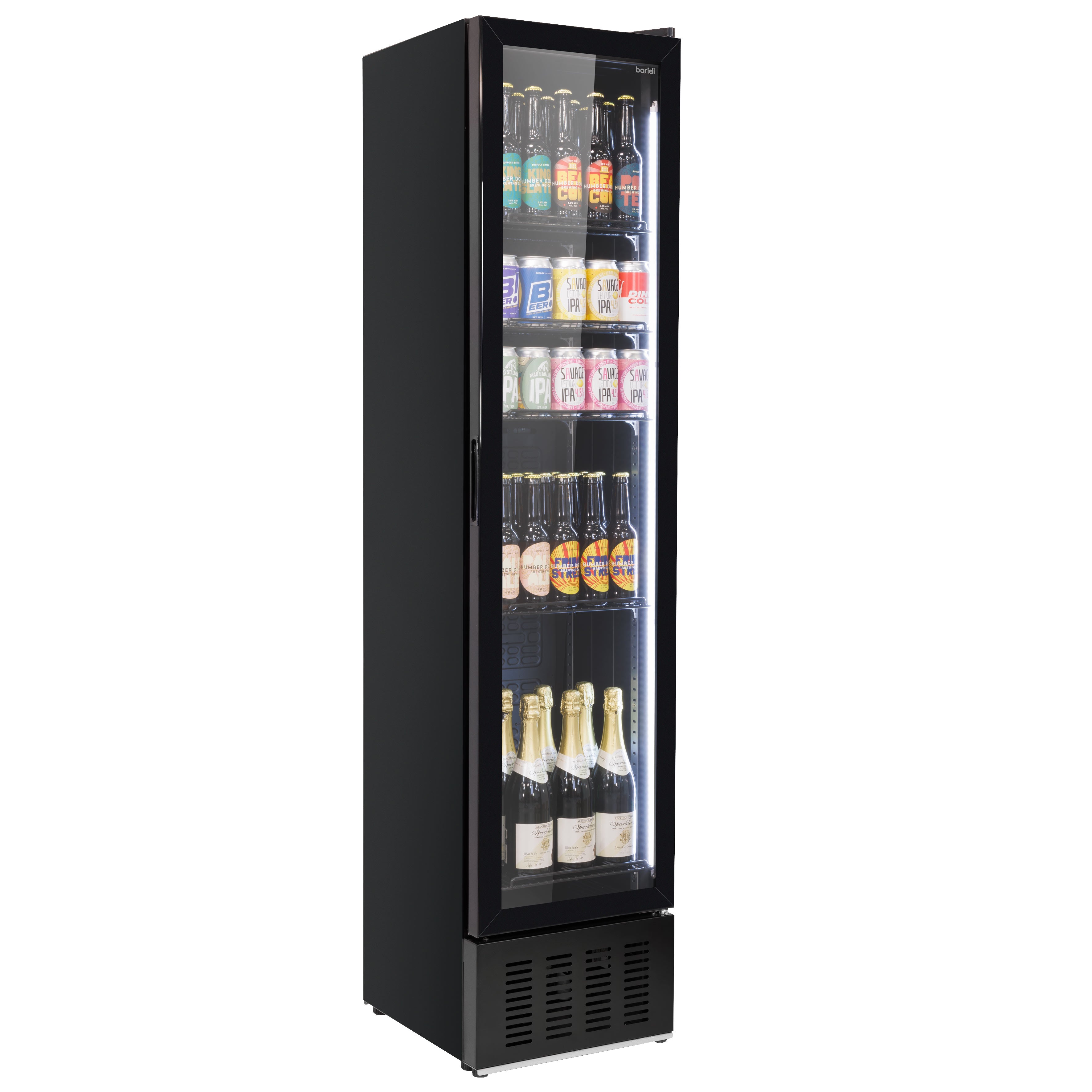 Baridi Tall Drinks/Bar Fridge with Digital Controls & Auto Defrost 160L, Black - DH440