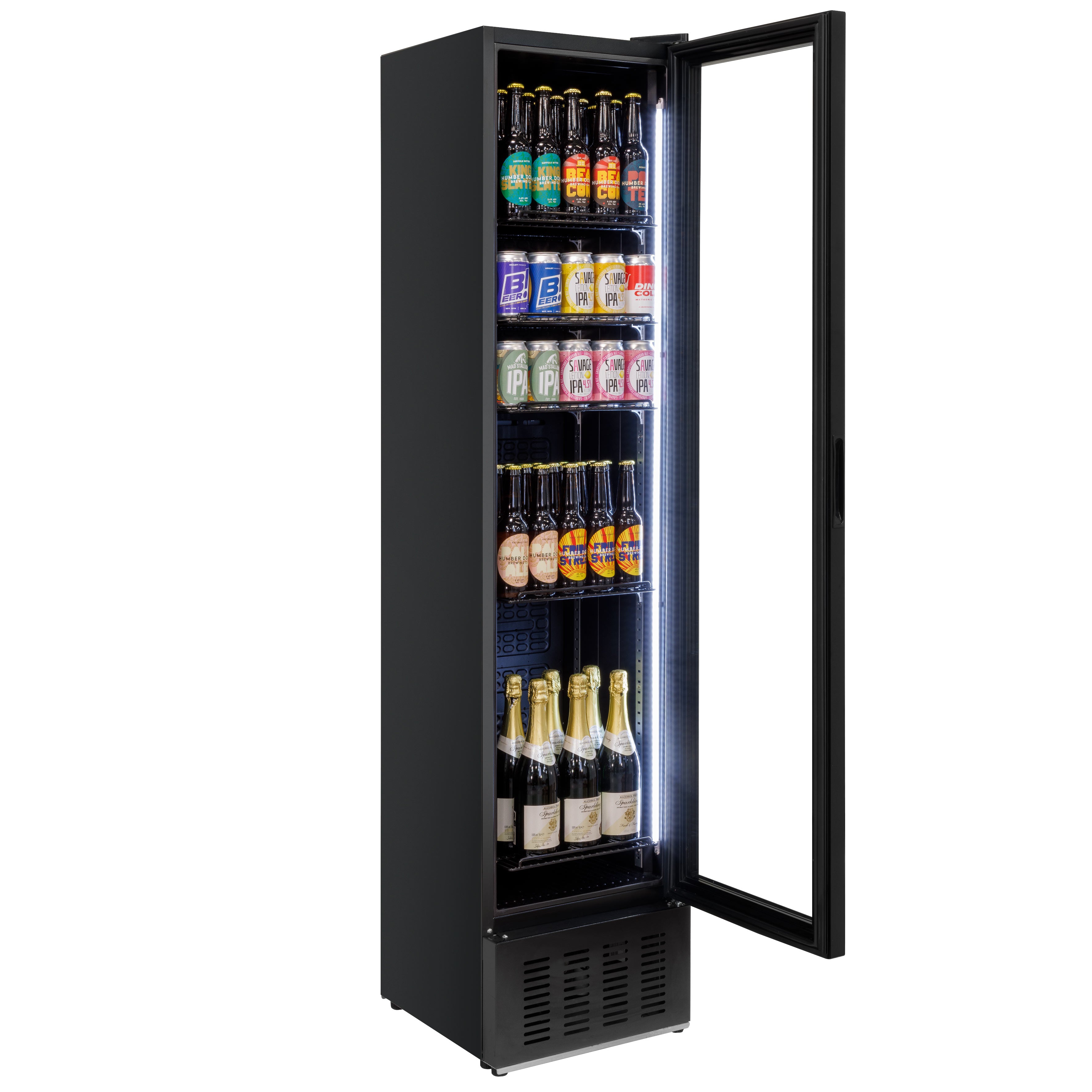 Baridi Tall Drinks/Bar Fridge with Digital Controls & Auto Defrost 160L, Black - DH440