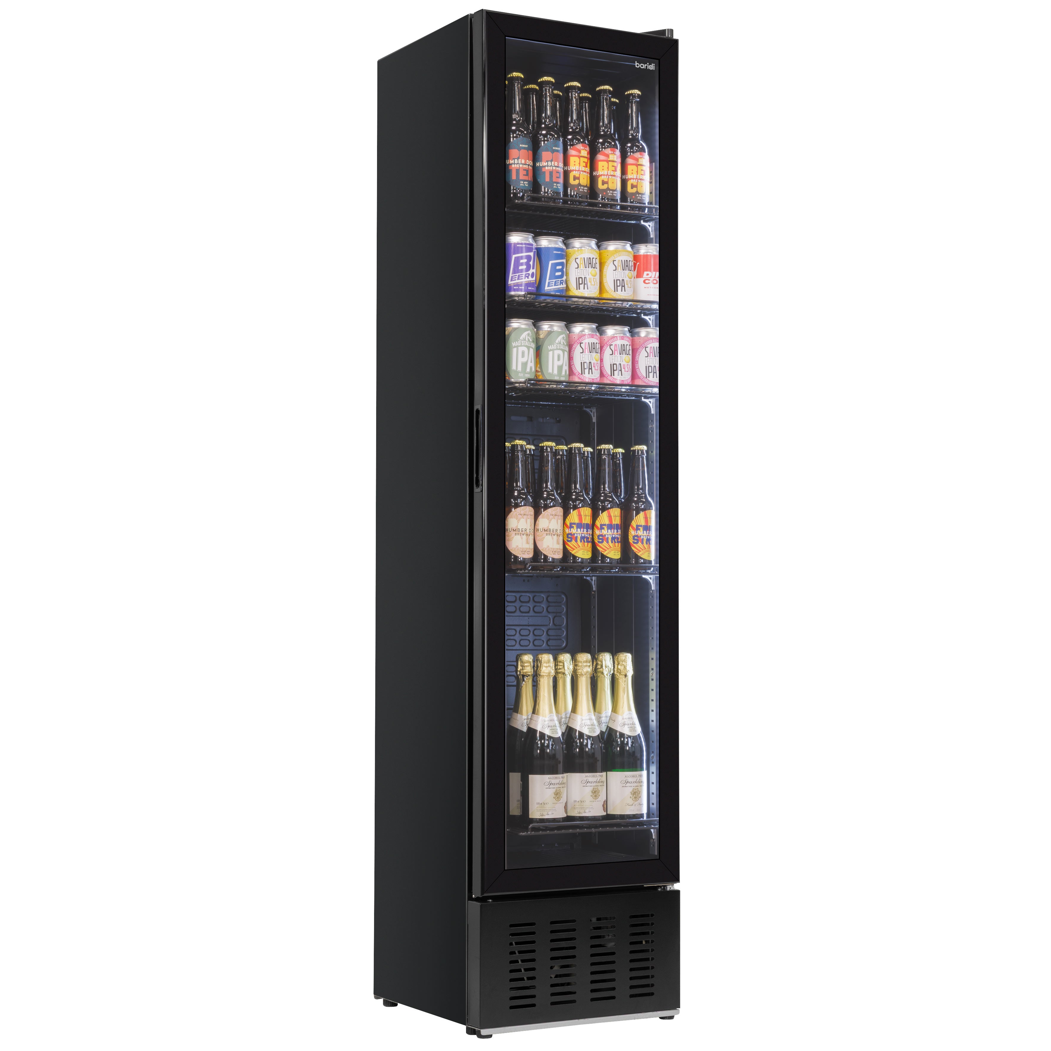Baridi Tall Drinks/Bar Fridge with Digital Controls & Auto Defrost 160L, Black - DH440