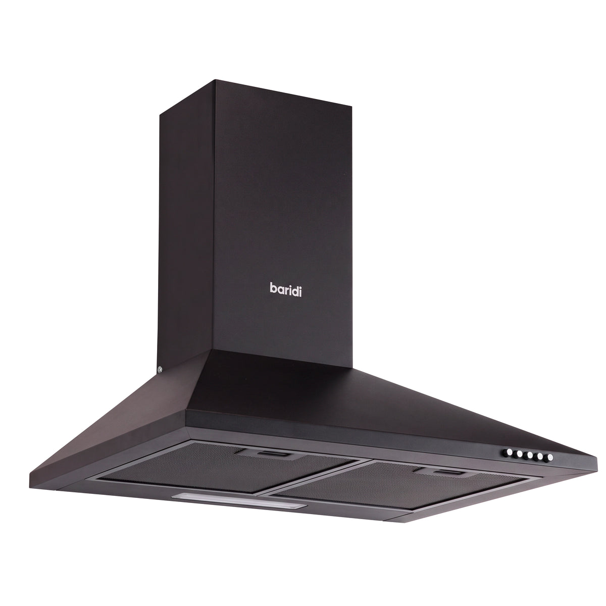 Baridi 60cm Chimney Style Cooker Hood with Carbon Filters, Matt Black - DH451