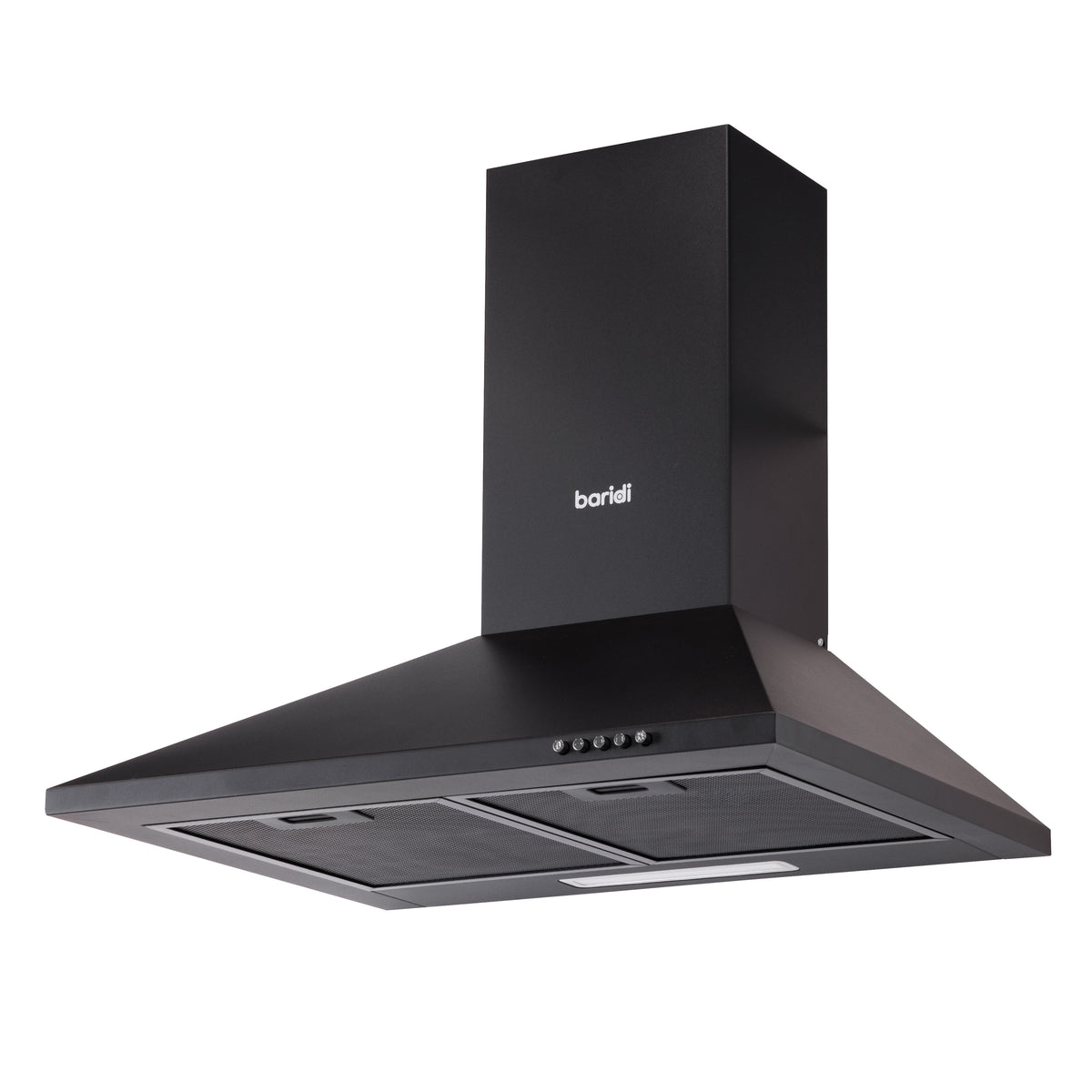 Baridi 60cm Chimney Style Cooker Hood with Carbon Filters, Matt Black - DH451