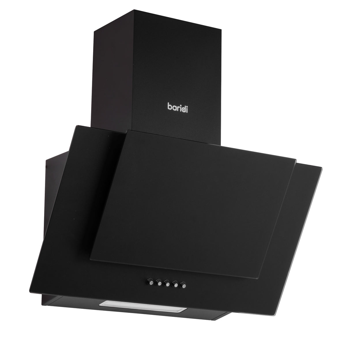Baridi 60cm Angled Chimney Cooker Hood with Carbon Filters, LED Lamp, Energy Class B, Matt Black - DH452