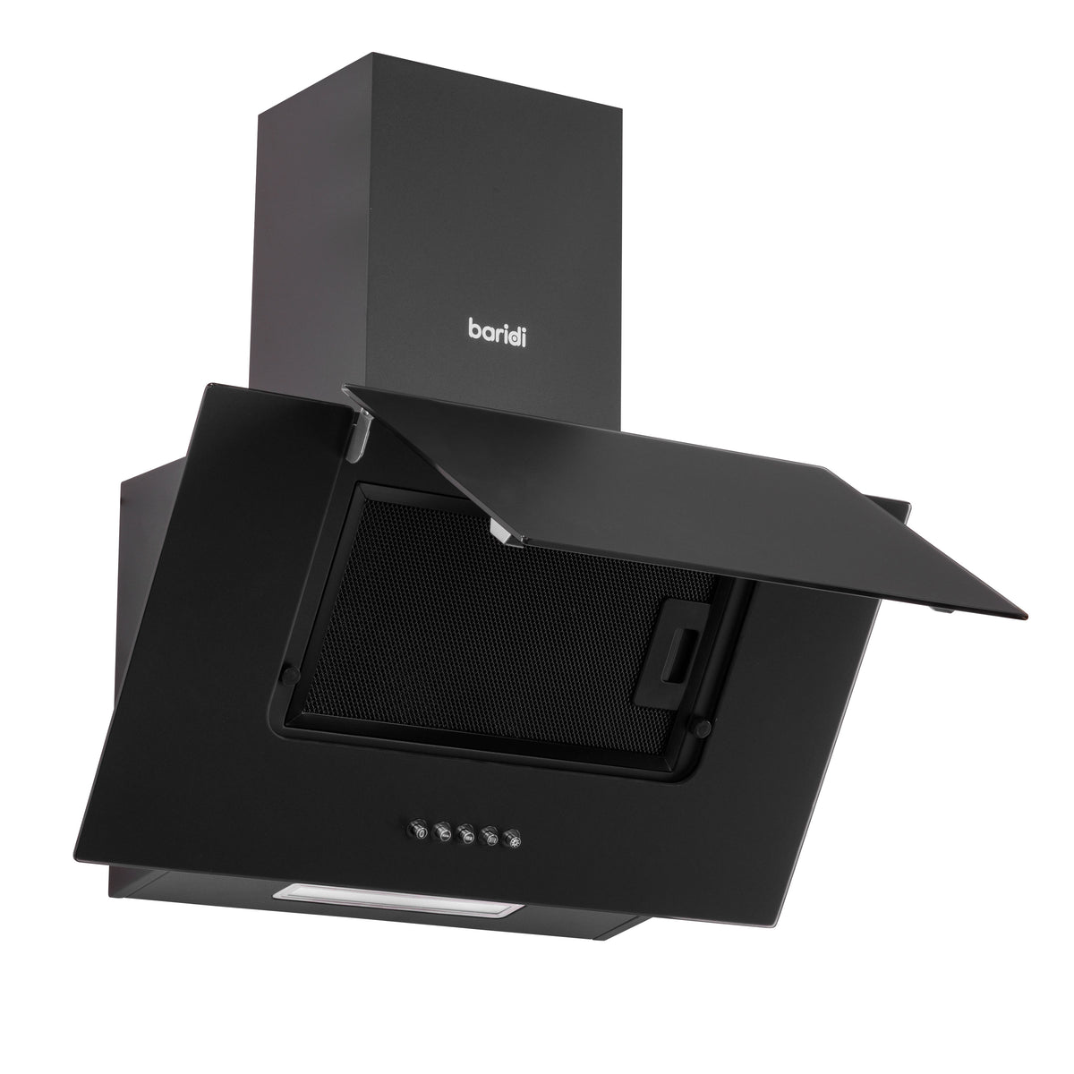 Baridi 60cm Angled Chimney Cooker Hood with Carbon Filters, LED Lamp, Energy Class B, Matt Black - DH452