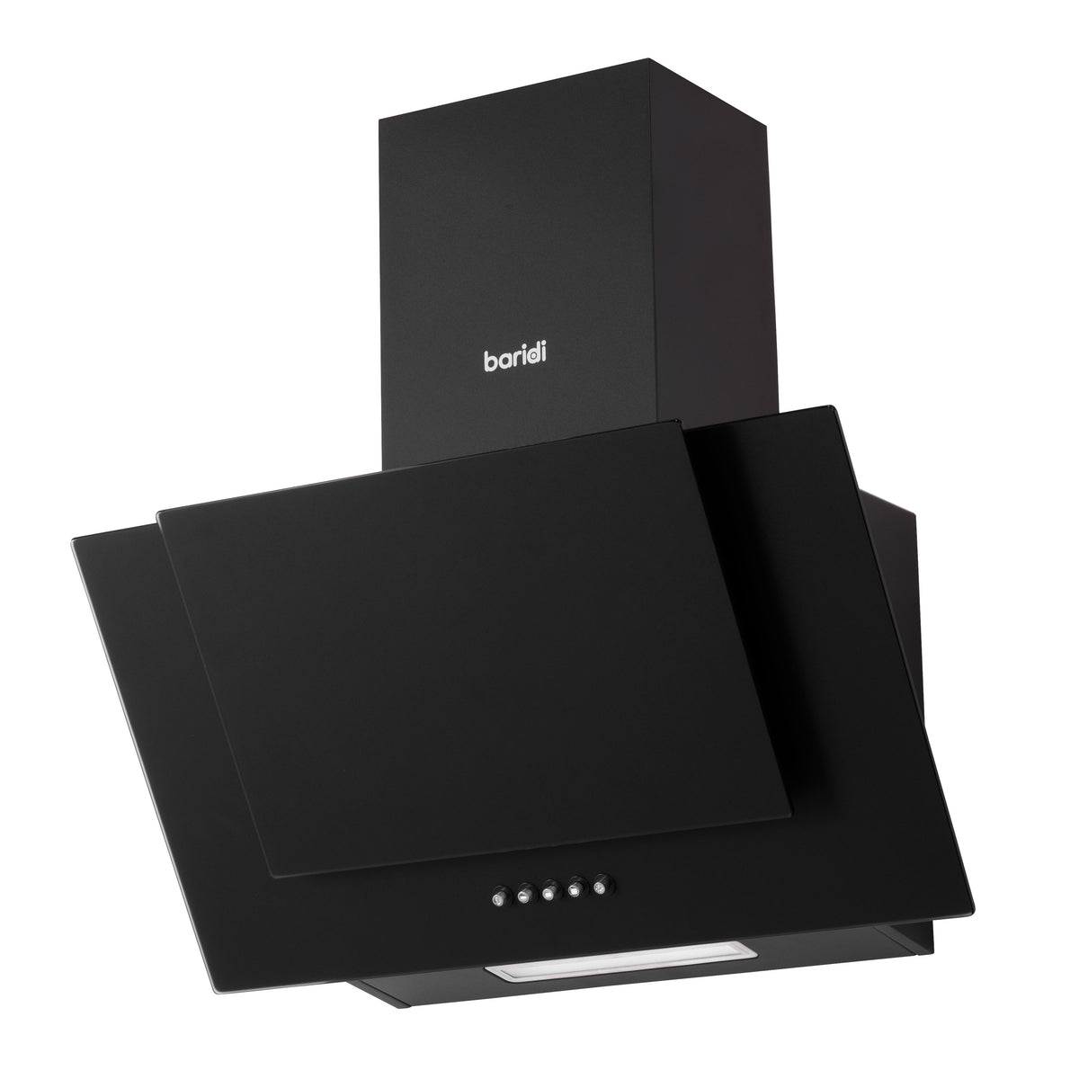 Baridi 60cm Angled Chimney Cooker Hood with Carbon Filters, LED Lamp, Energy Class B, Matt Black - DH452