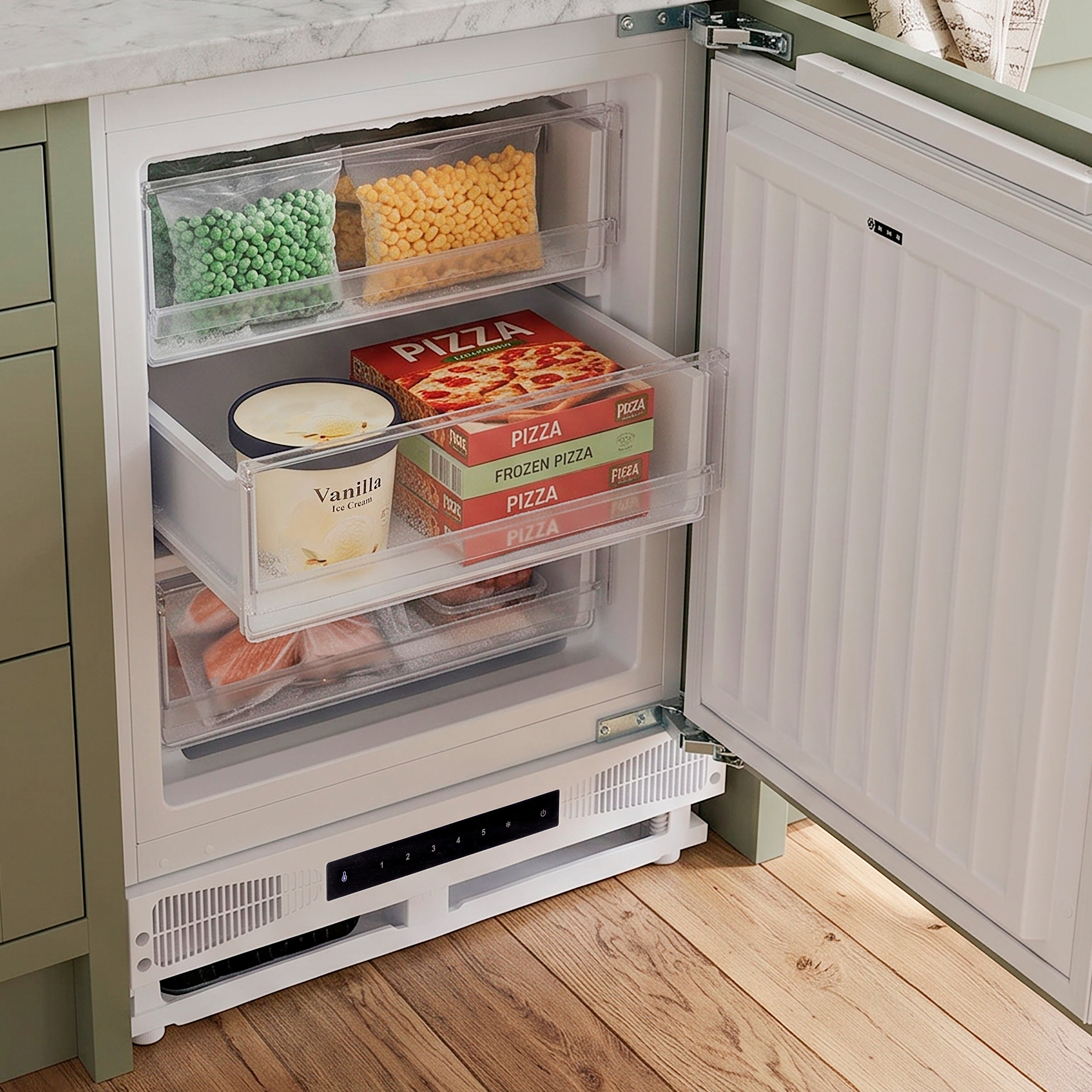 60cm Integrated Undercounter Freezer with Reversible Door, 95L