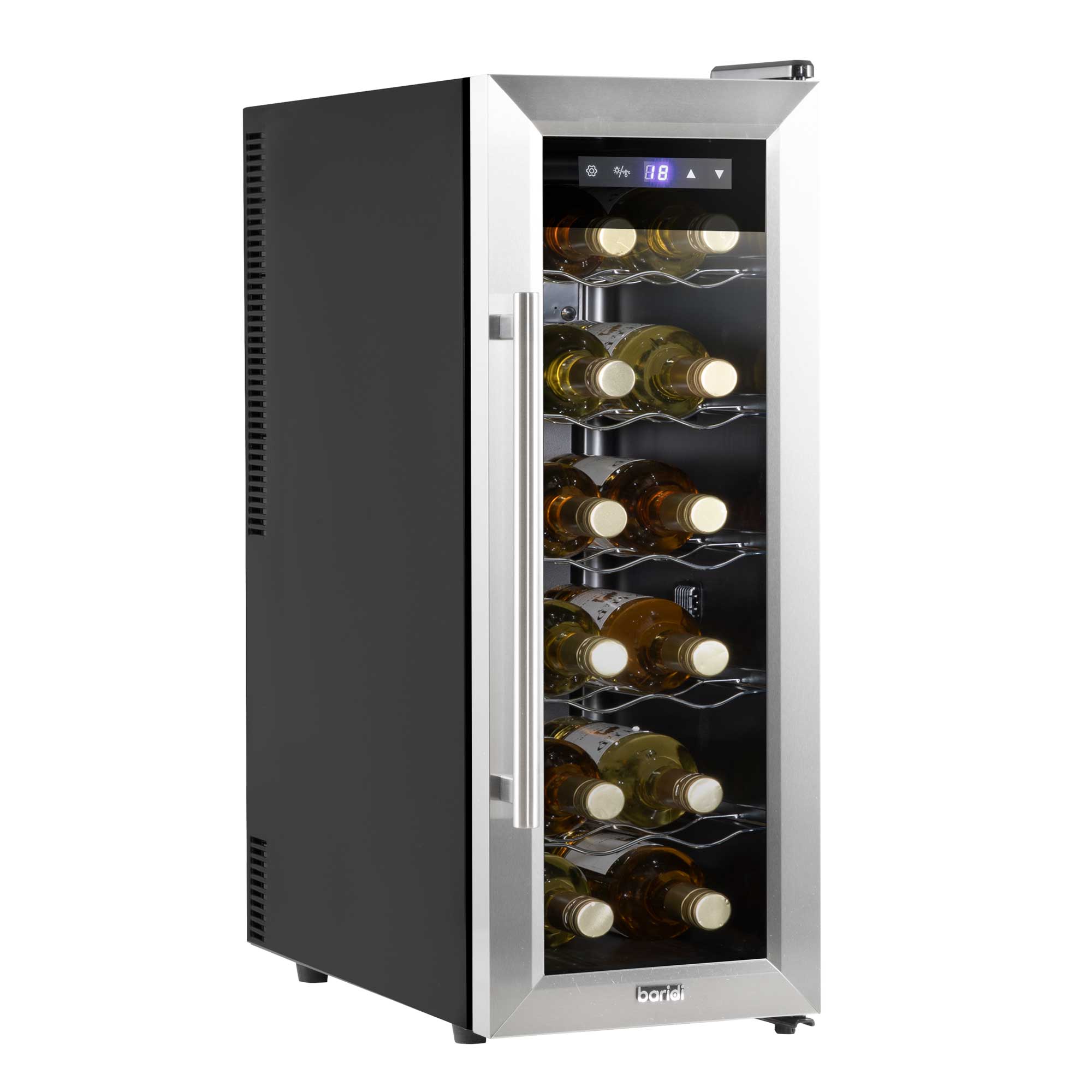 Baridi Baridi 12 Bottle Wine Fridge with Digital Touch Screen Controls, Metal