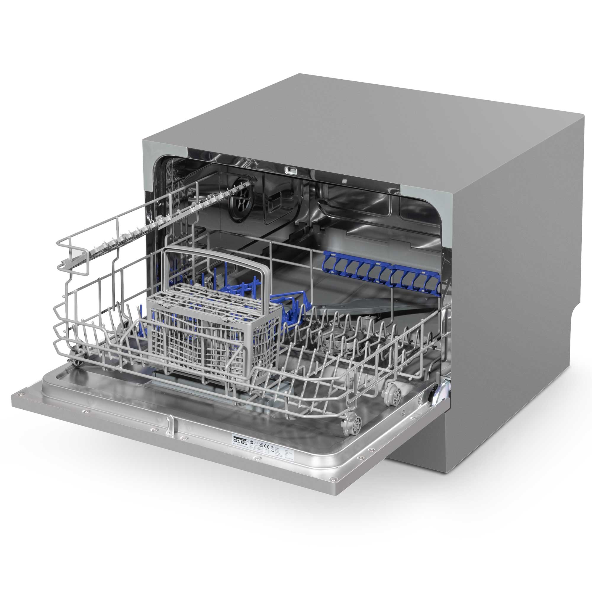 Baridi Compact Tabletop Dishwasher 6 Place Settings, 6 Programmes, Low Noise, 6.5L - Silver - DH84