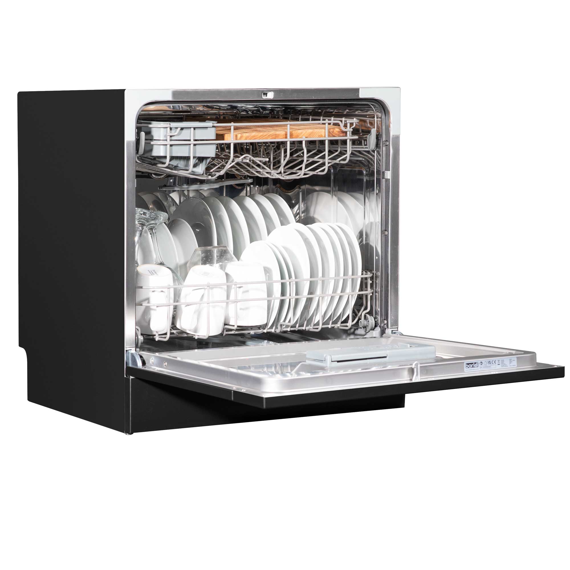 Baridi Compact Tabletop Dishwasher 8 Place Settings, 6 Programmes, Low Noise, 8L - Black - DH88