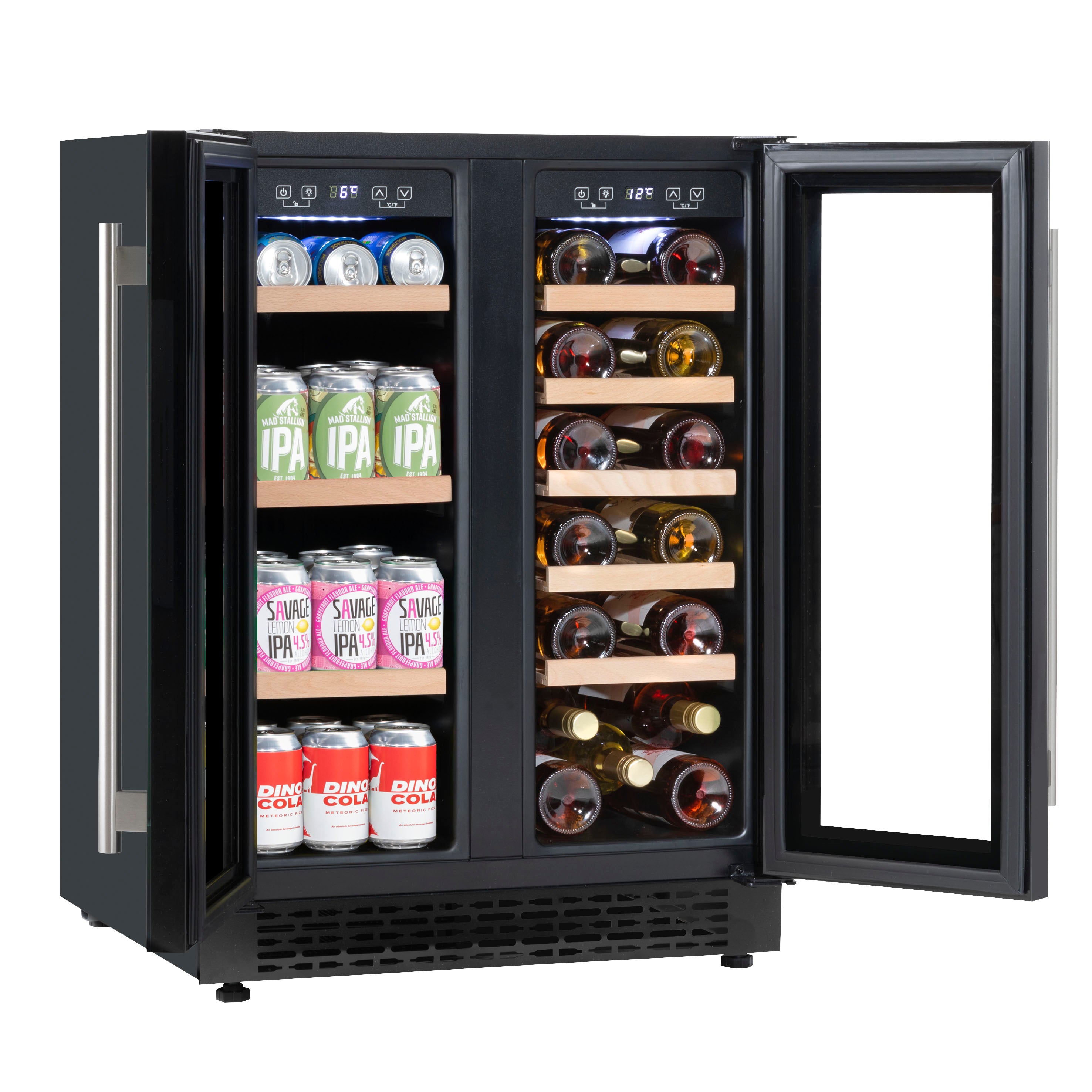 Baridi Dual Zone Wine Cooler and Drinks Fridge 40 Bottle/120 Can Under Counter/Freestanding - DH96