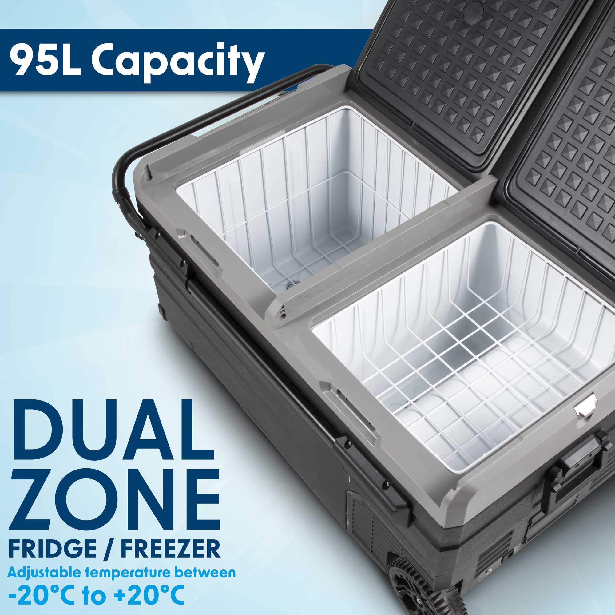 Portable Fridge Freezer/Cool Box 95L with 11.1V Battery & AC/DC 230V Adaptor - DL173
