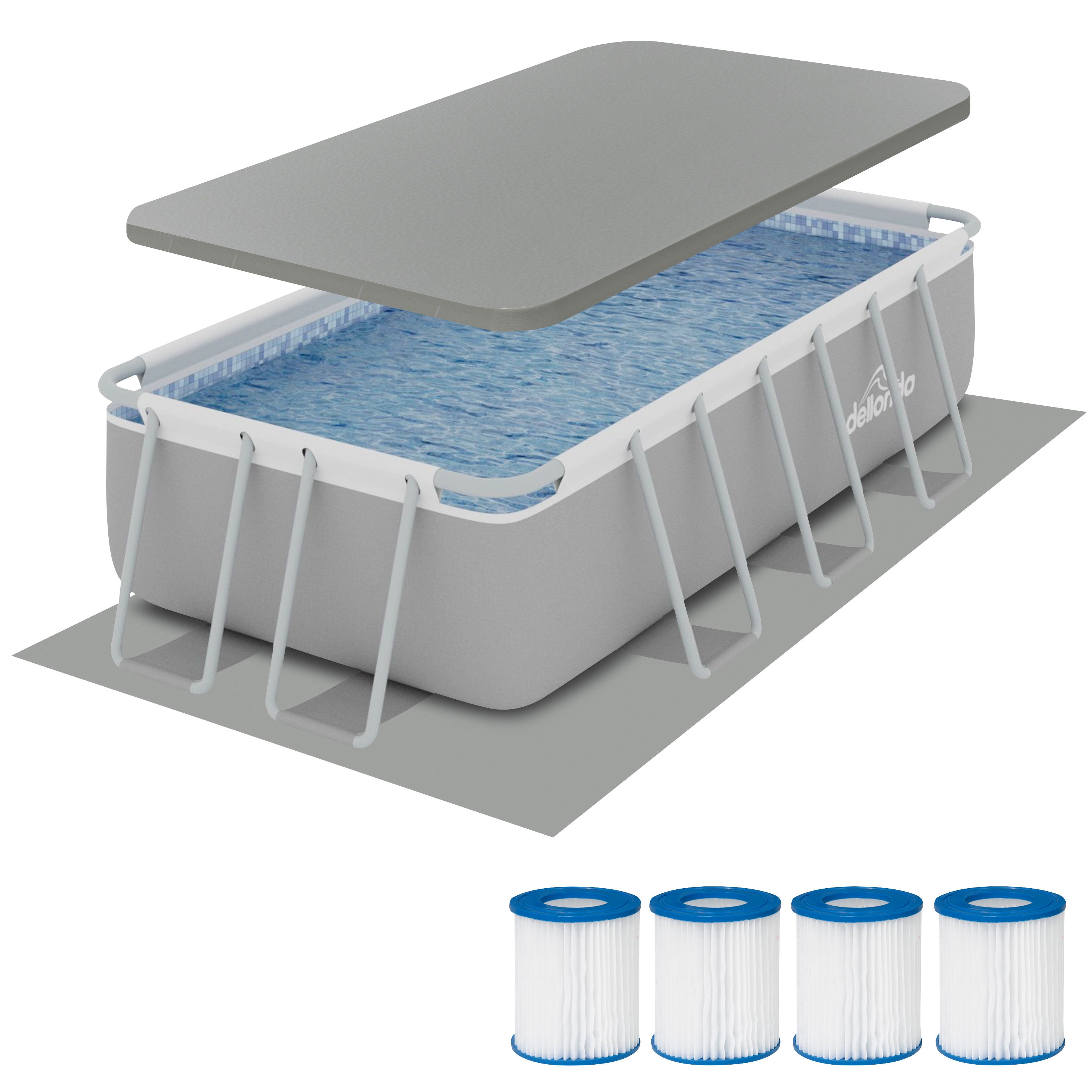 13ft Deluxe Steel Frame Swimming Pool Rectangular with Accessories - D