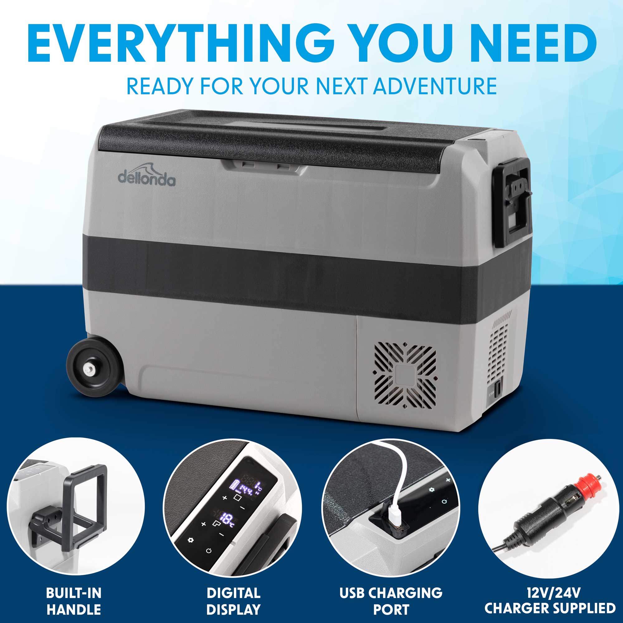 50L Portable Car Fridge, Freezer, 12/24V Dual Zone Compressor DL14
