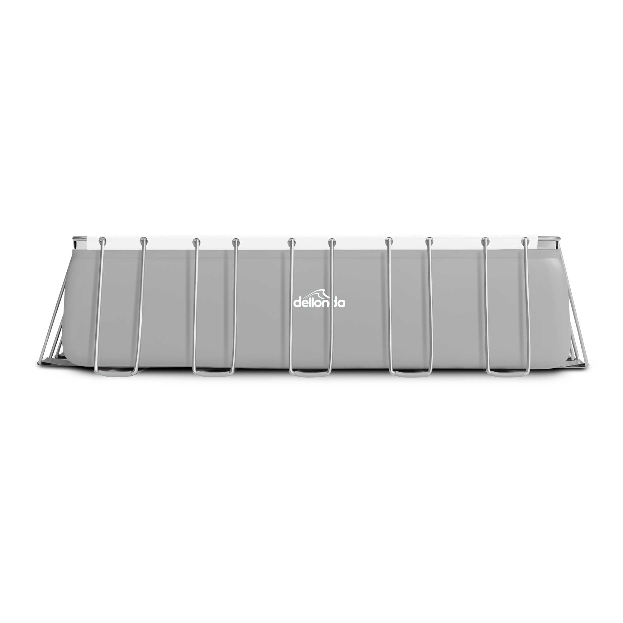 Dellonda 21ft Deluxe Rectangular Steel Frame Swimming Pool with Step Ladder & Filter Pump - DL150