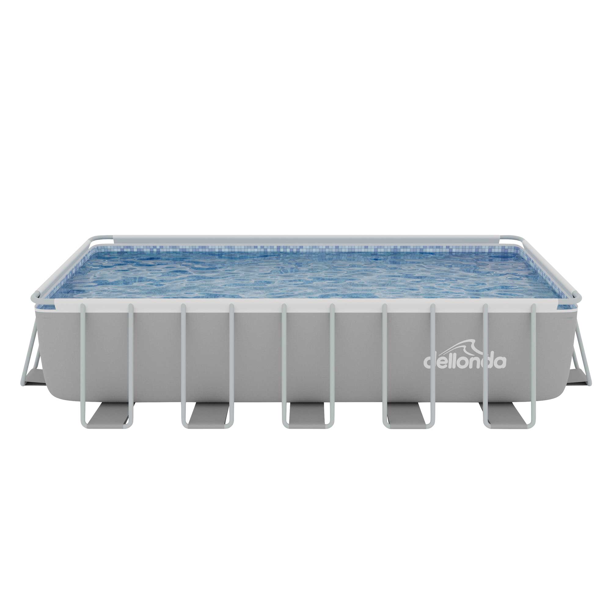 Dellonda 21ft Deluxe Rectangular Steel Frame Swimming Pool with Step L
