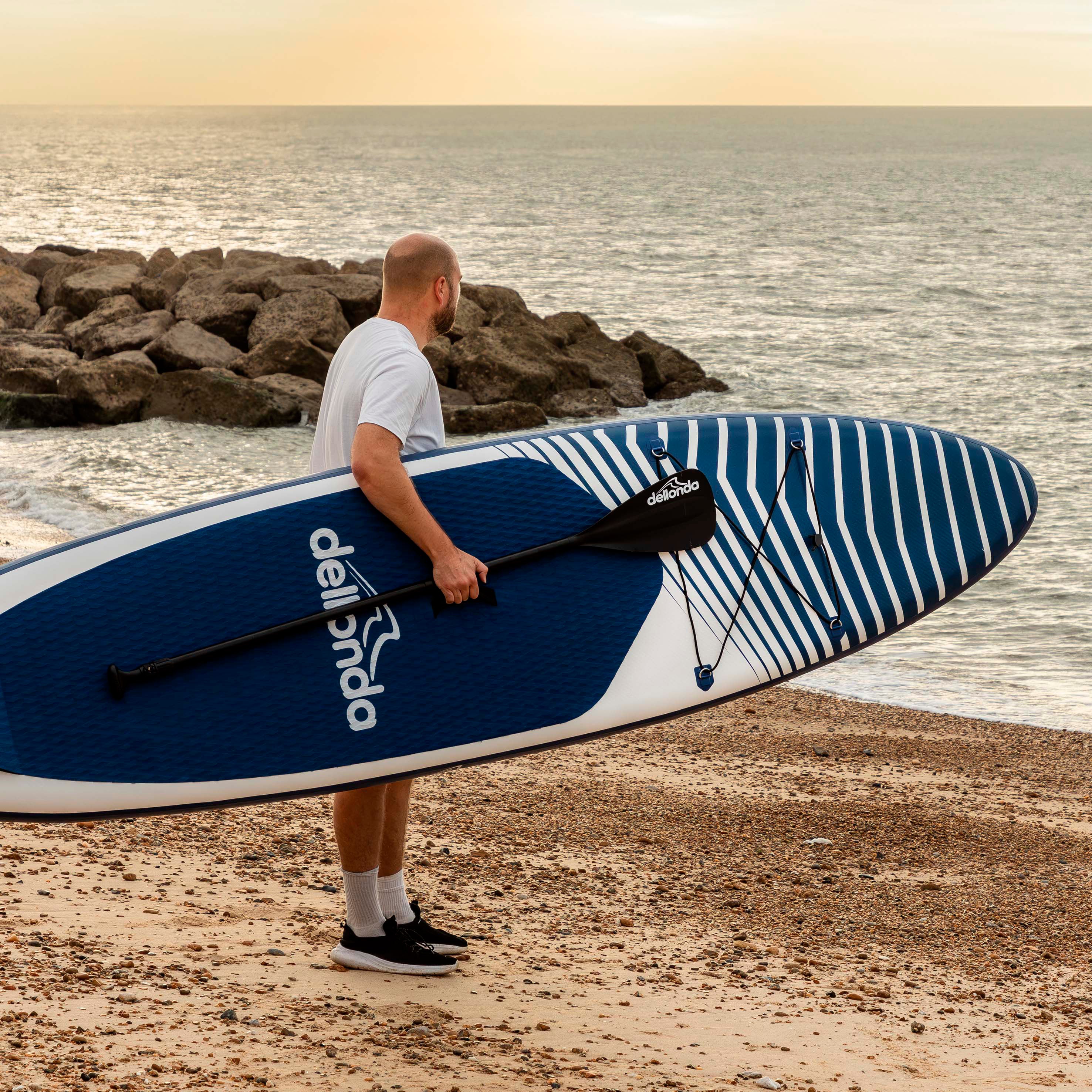 Inflatable Stand Up Paddle Board, SUP, Blue/White, 10'2", Leash, Pump, Carry Bag, DL153