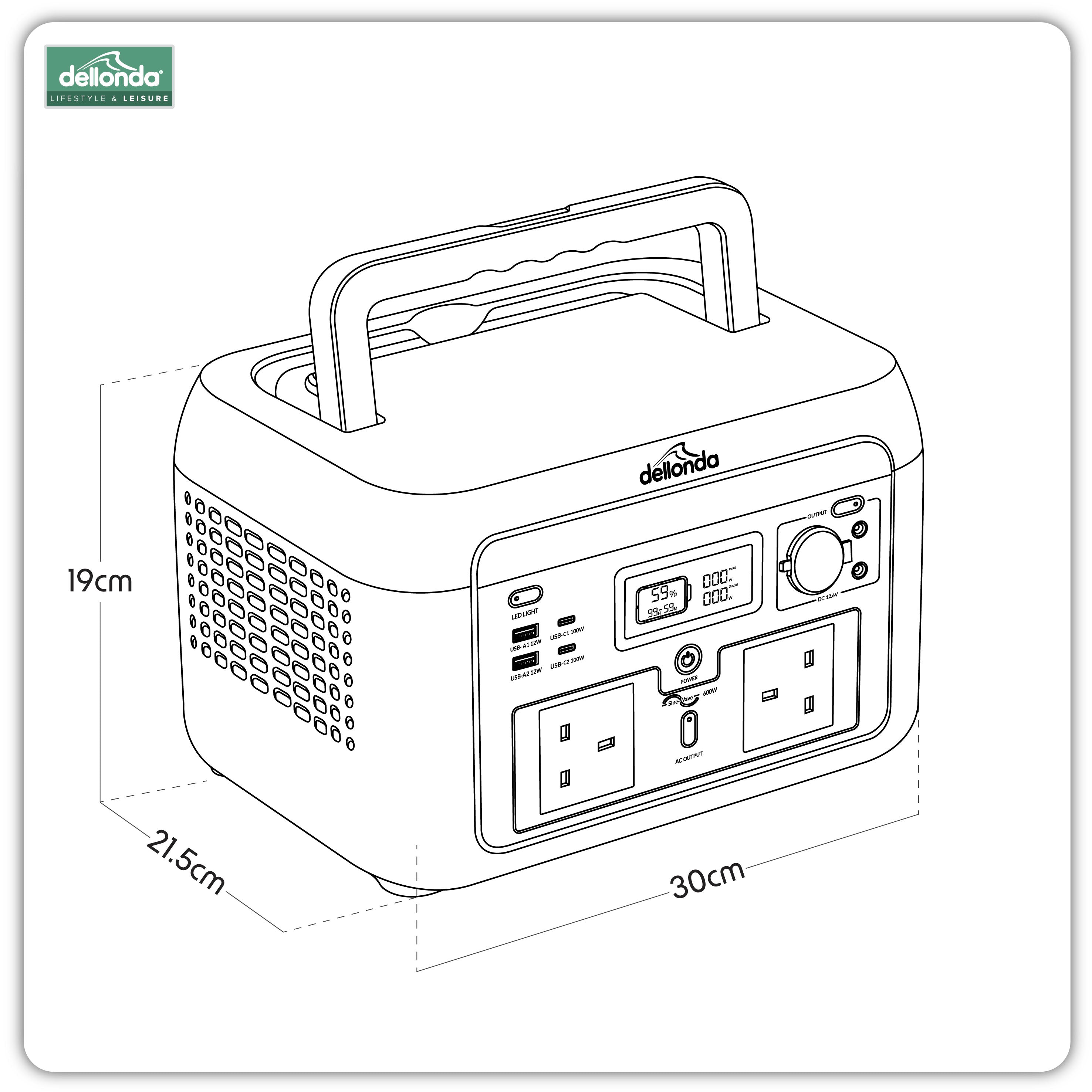 600W Portable Power Station, 512Wh, with 110W Foldable Solar Panel – DL179