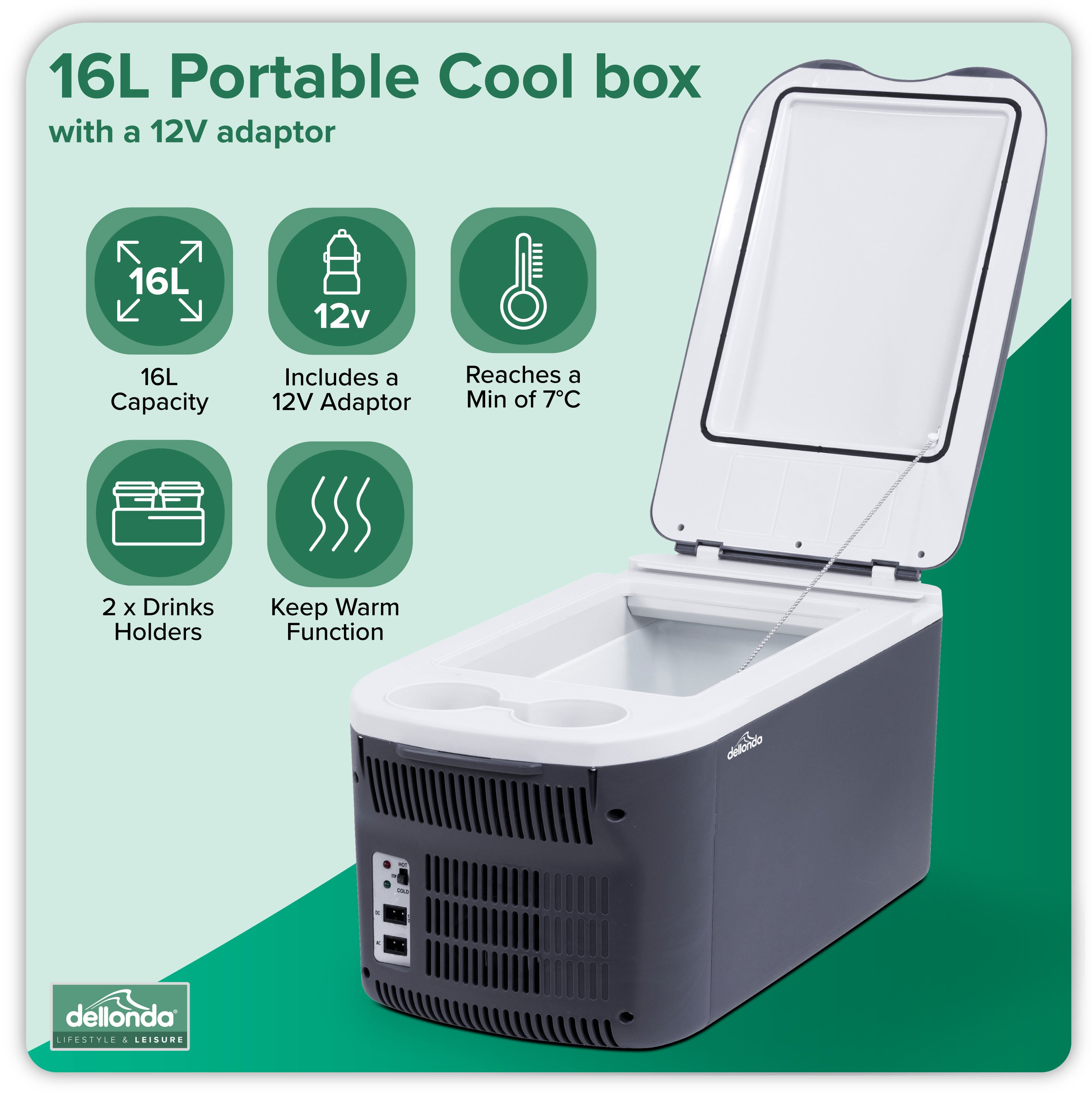 16L Portable Cool Box 12V/230V - DL167