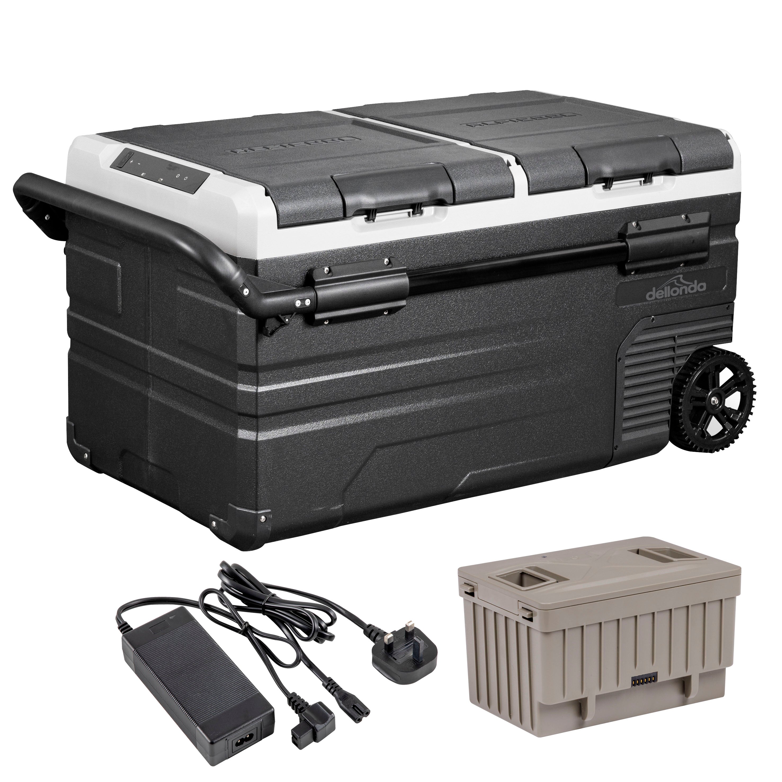 Portable Fridge Freezer/Cool Box 75L with 11.1V Portable Battery and AC/DC 230V Adaptor
