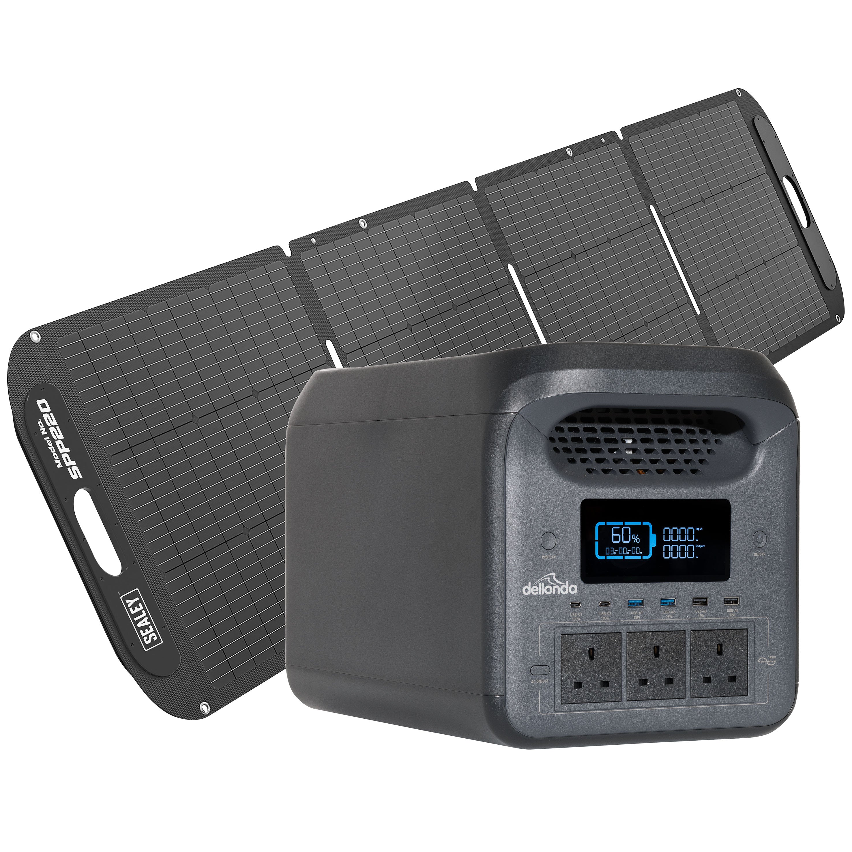 1800W Portable Power Station, 1226Wh, with 220W Foldable Solar Panel – DL180