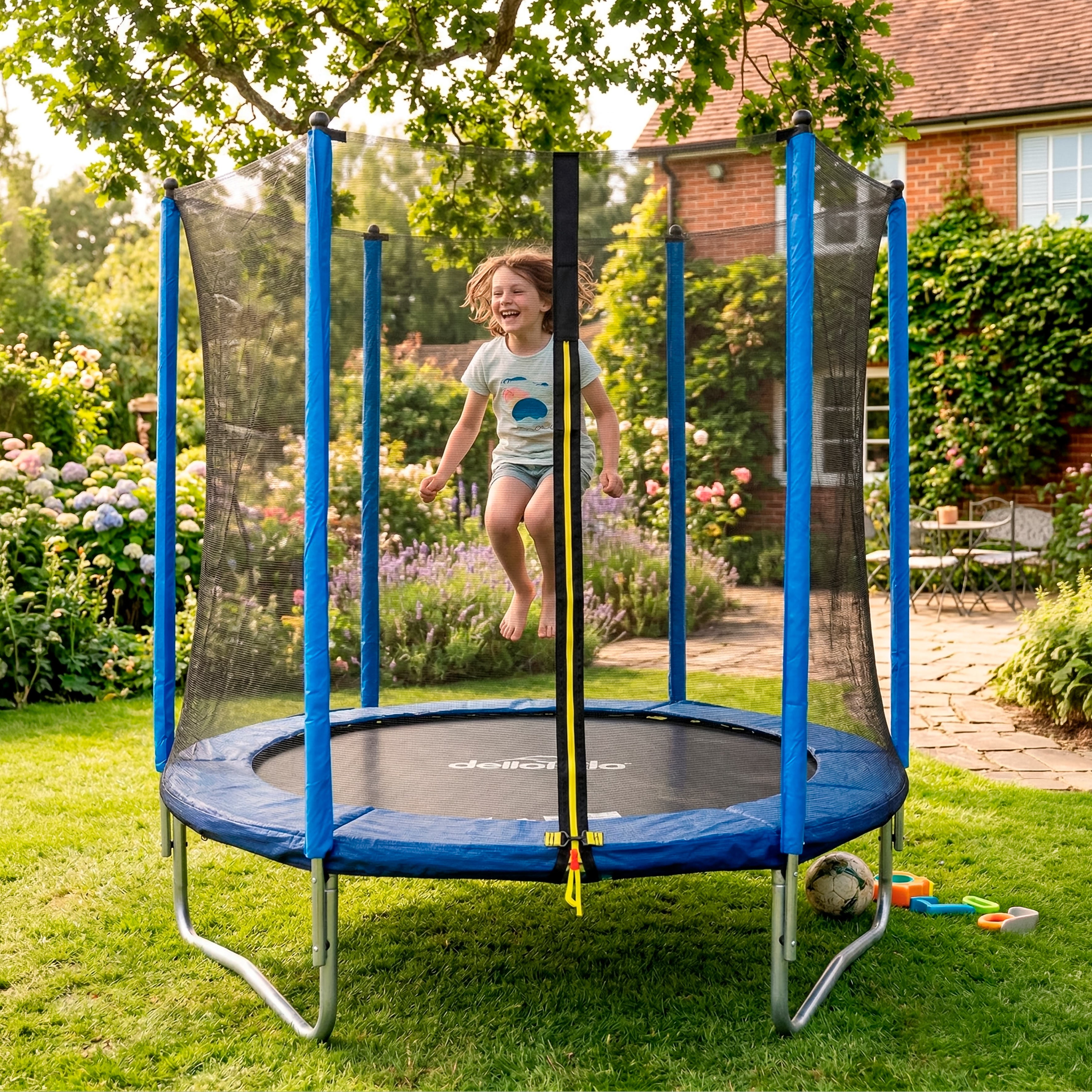 6ft Heavy-Duty Outdoor Trampoline for Kids with Safety Enclosure Net - DL66