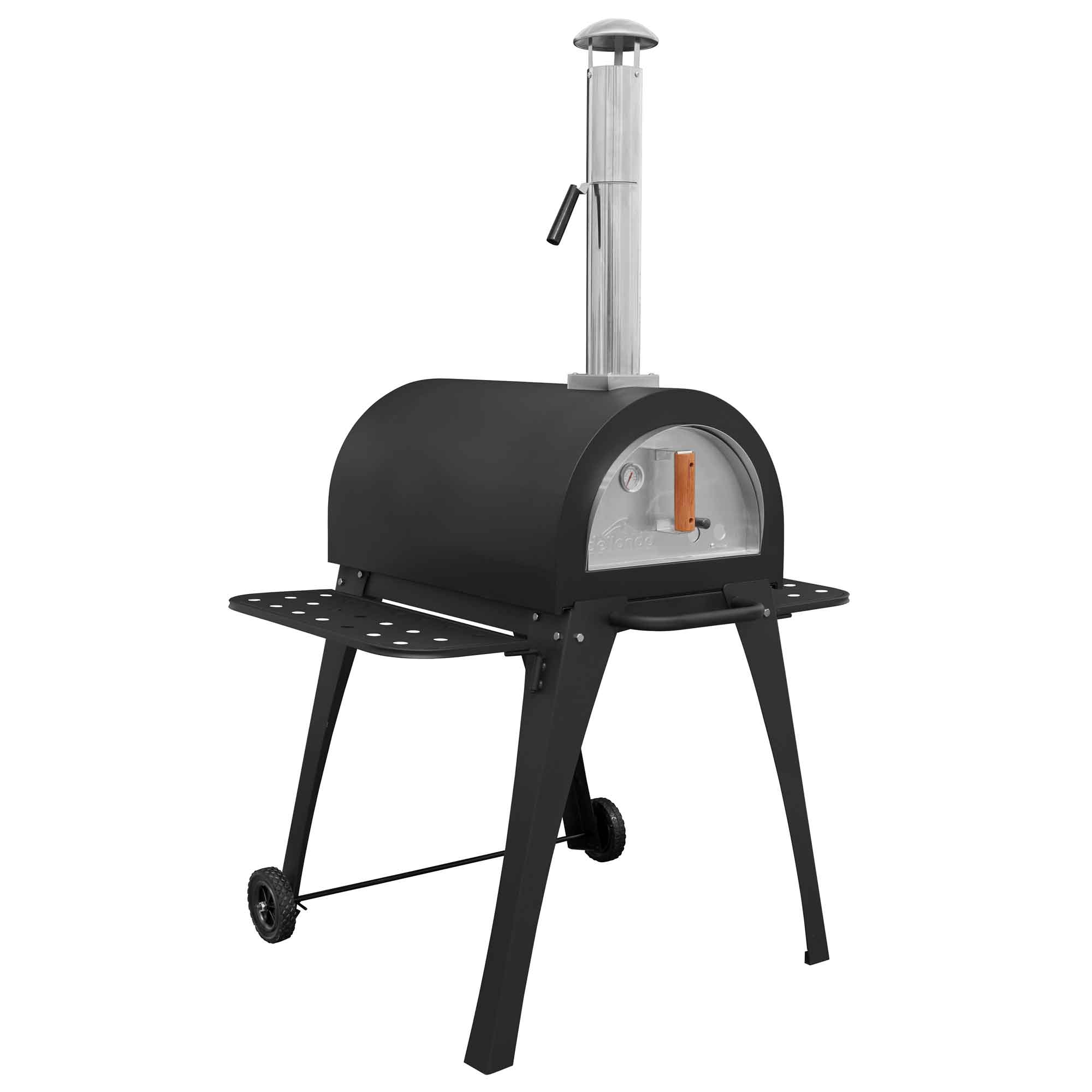 Large Outdoor Wood-Fired Pizza Oven & Smoker with Side Shelves & Stand - DG103 - Dellonda
