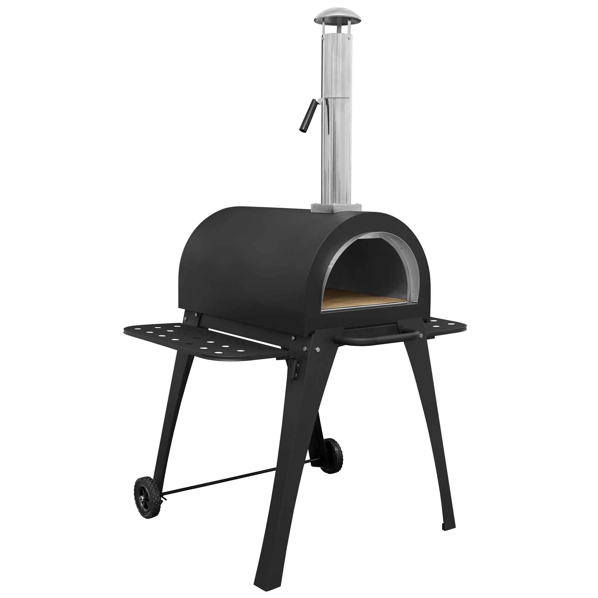 Large Outdoor Wood-Fired Pizza Oven & Smoker with Side Shelves & Stand - DG103 - Dellonda