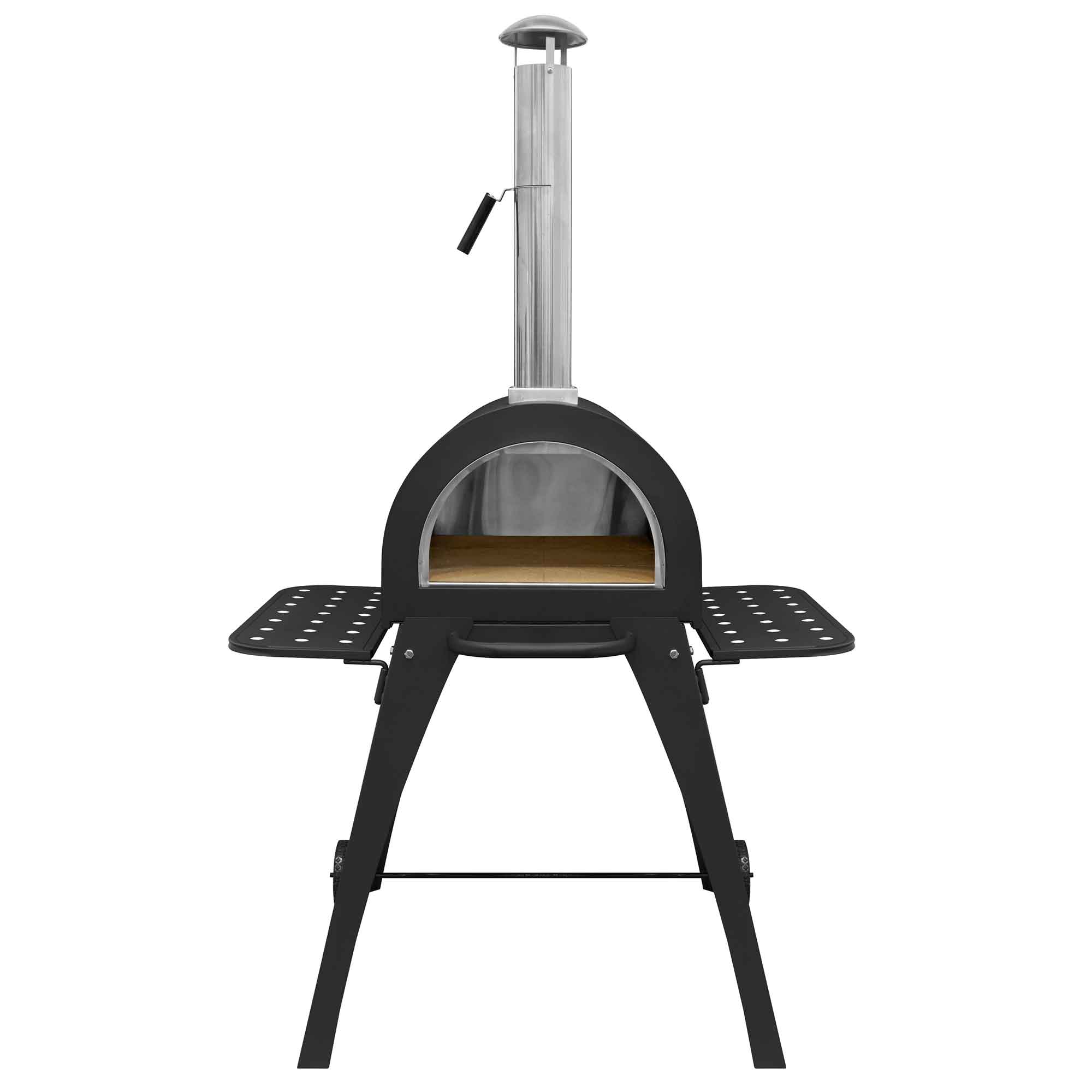 Large Outdoor Wood-Fired Pizza Oven & Smoker with Side Shelves & Stand - DG103 - Dellonda