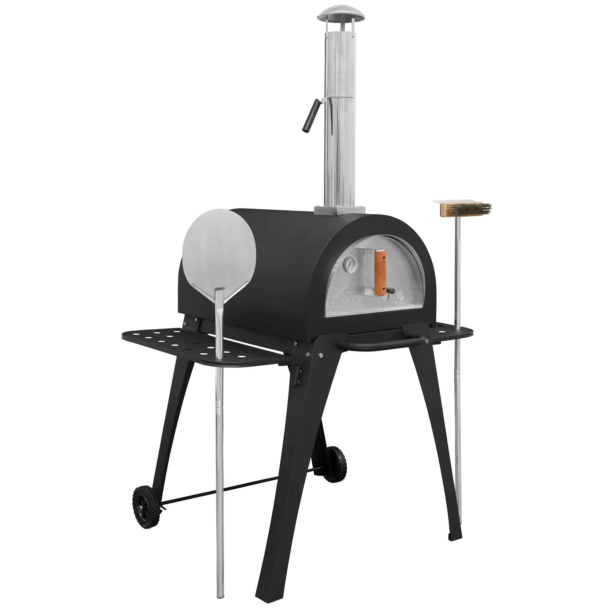 Large Outdoor Wood-Fired Pizza Oven & Smoker with Side Shelves & Stand - DG103 - Dellonda