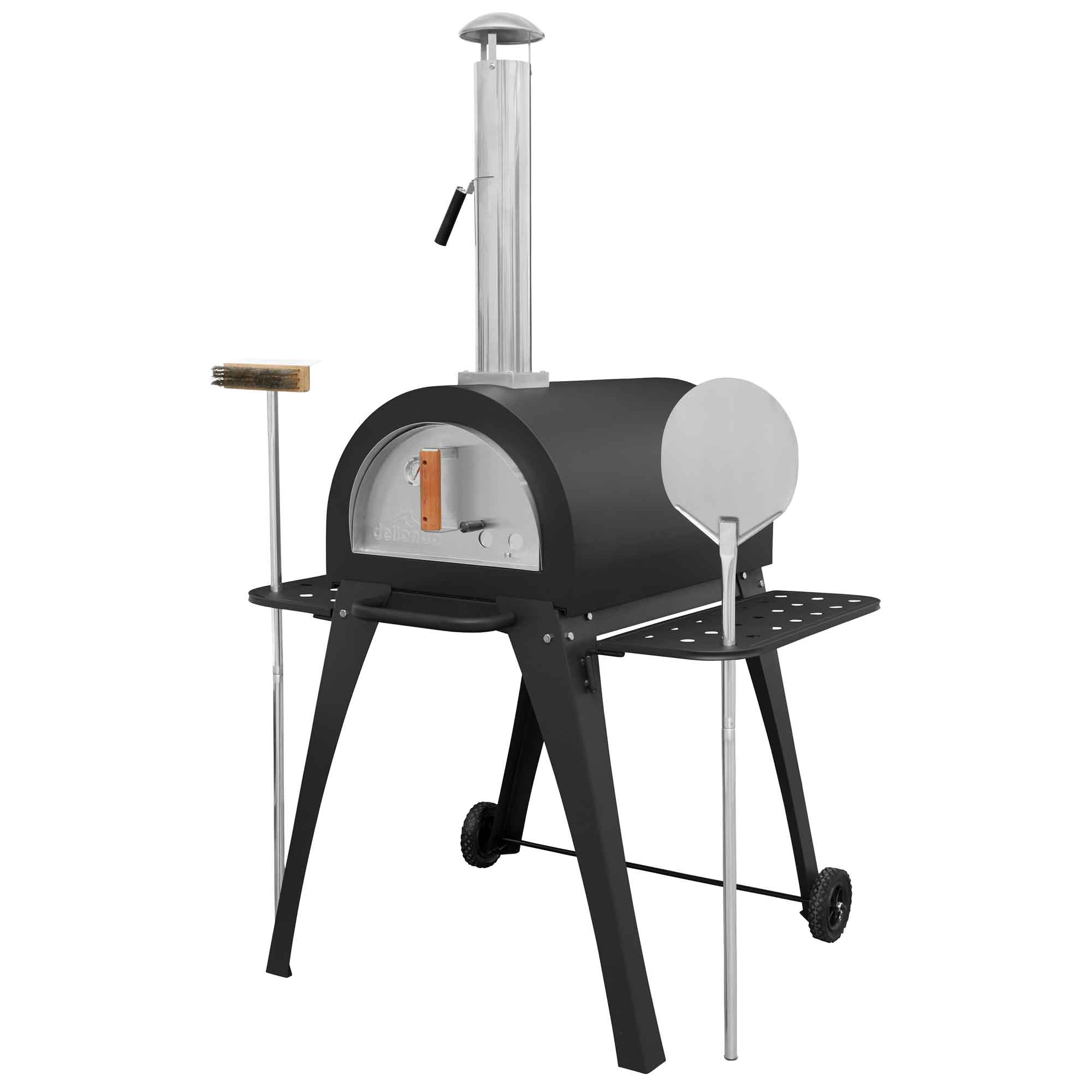 Large Outdoor Wood-Fired Pizza Oven & Smoker with Side Shelves & Stand - DG103 - Dellonda