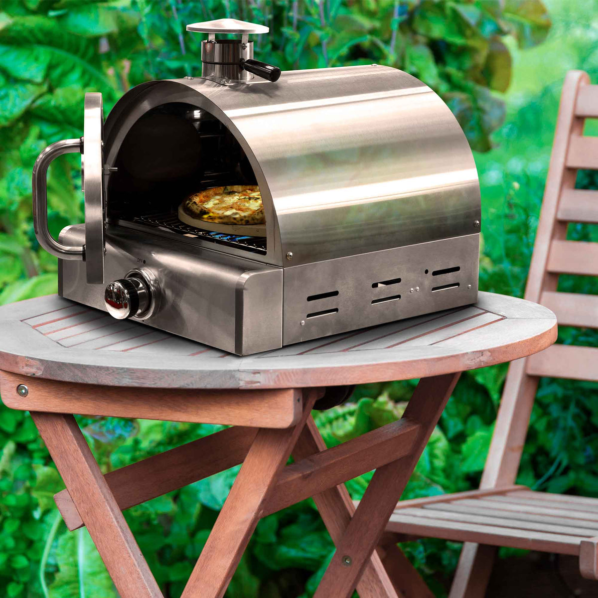 Outdoor Table Top Gas Powered Pizza Oven with Temperature Display