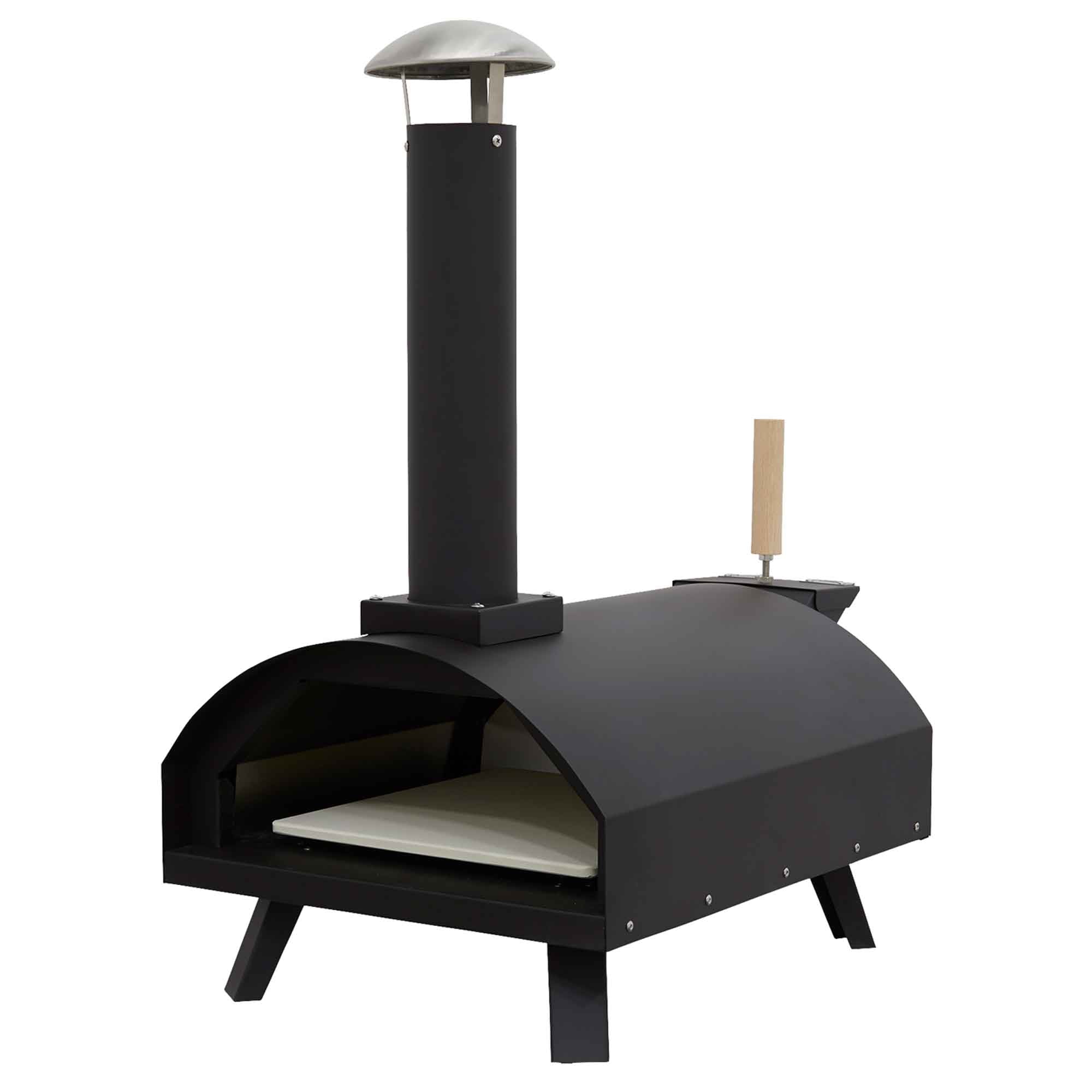 Portable Wood-Fired 14" Pizza Oven and Smoking Oven, Black/Stainless Steel - DG10 - Dellonda