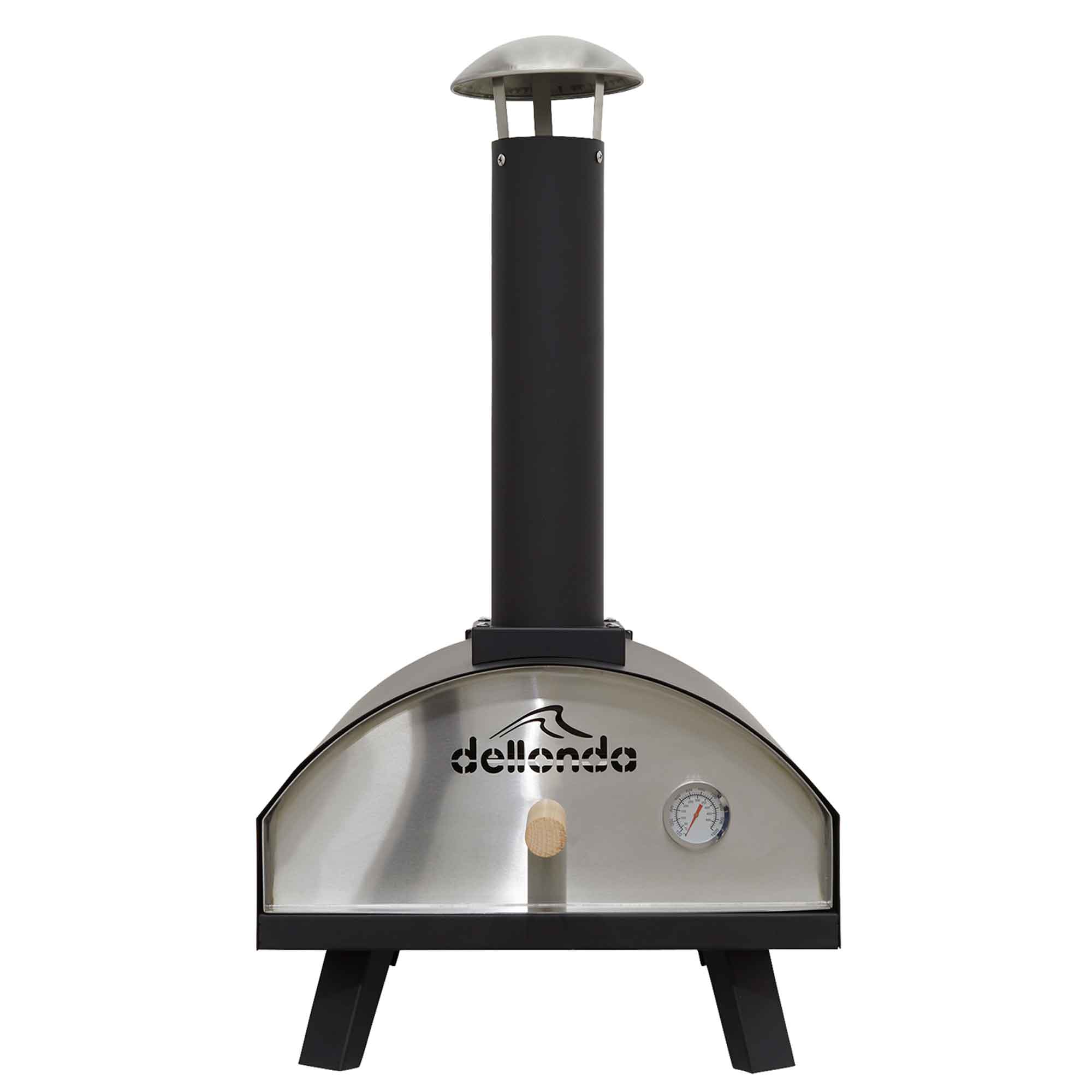 Portable Wood-Fired 14" Pizza Oven and Smoking Oven, Black/Stainless Steel - DG10 - Dellonda
