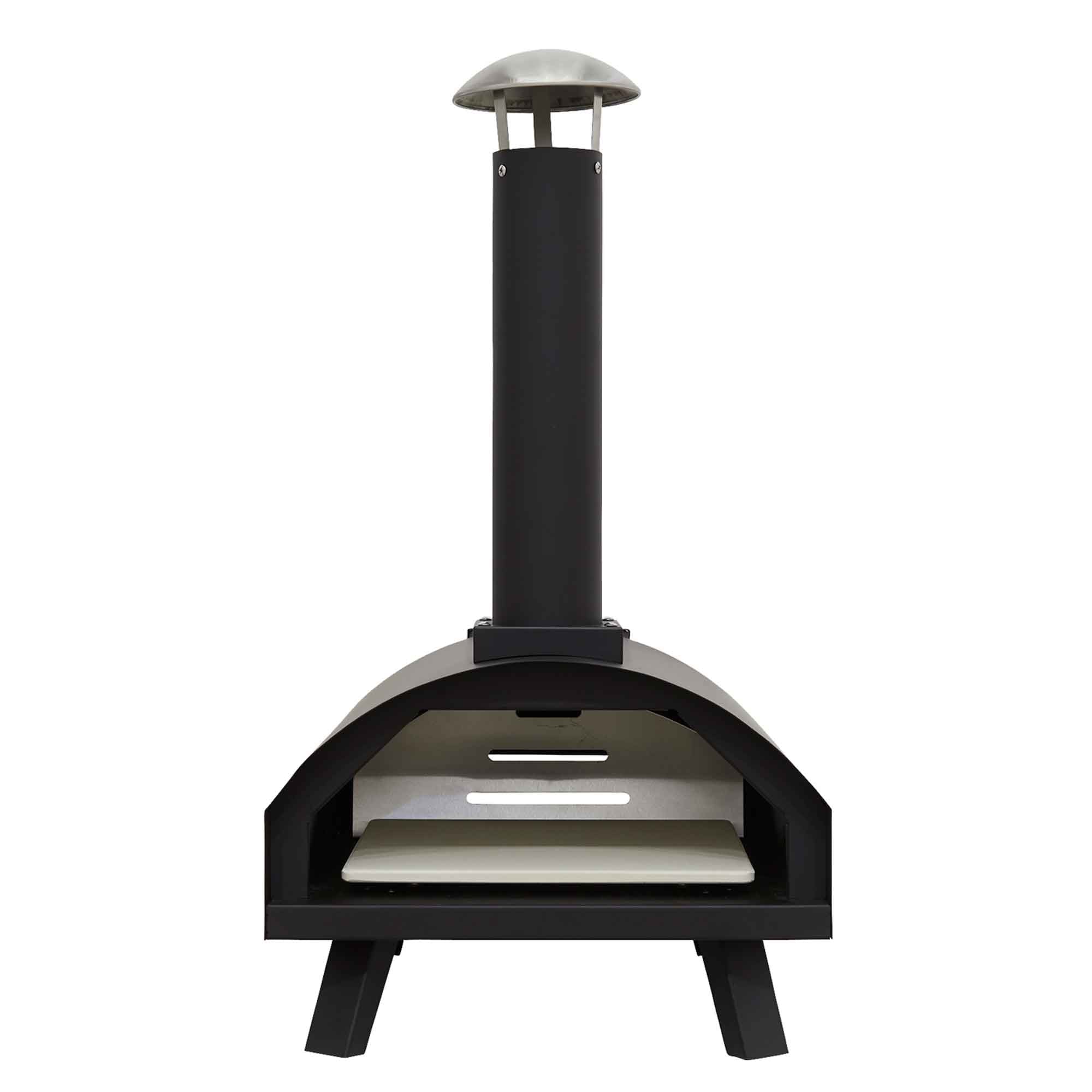Portable Wood-Fired 14" Pizza Oven and Smoking Oven, Black/Stainless Steel - DG10 - Dellonda