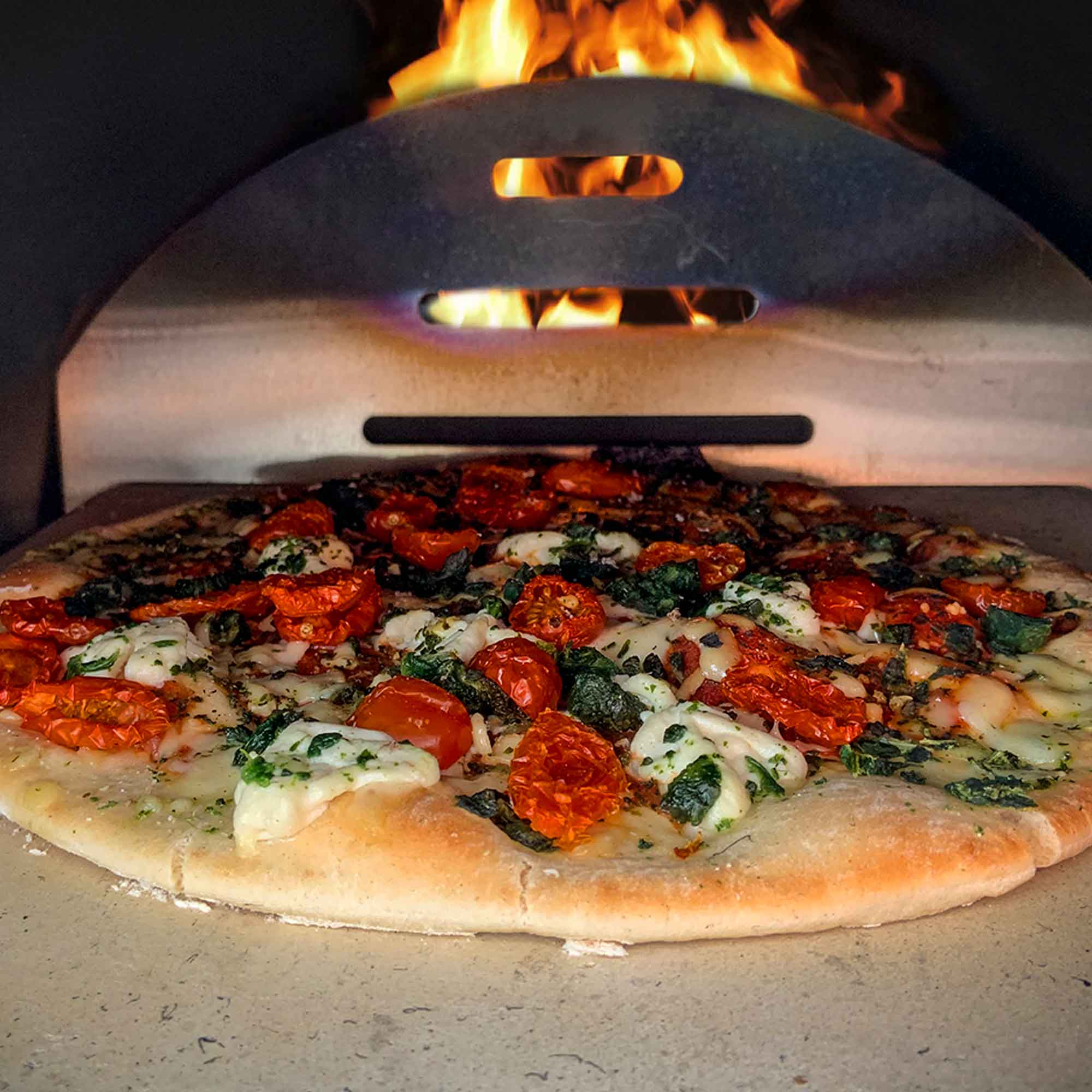 Portable Wood-Fired Pizza Oven and Smoking Oven, Black/Stainless Steel, Weatherproof Cover - DG218 - Dellonda